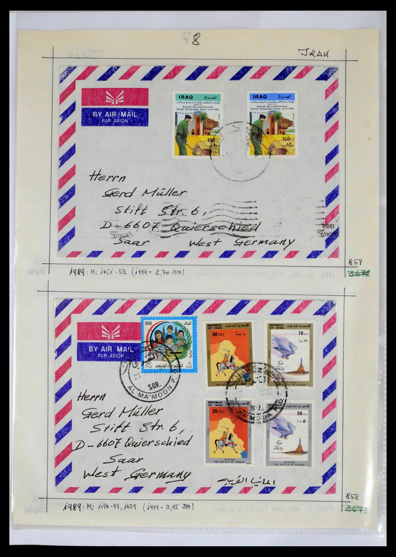 39418 0049 - Postzegelverzameling 39418 Irak brieven 1921-2001.