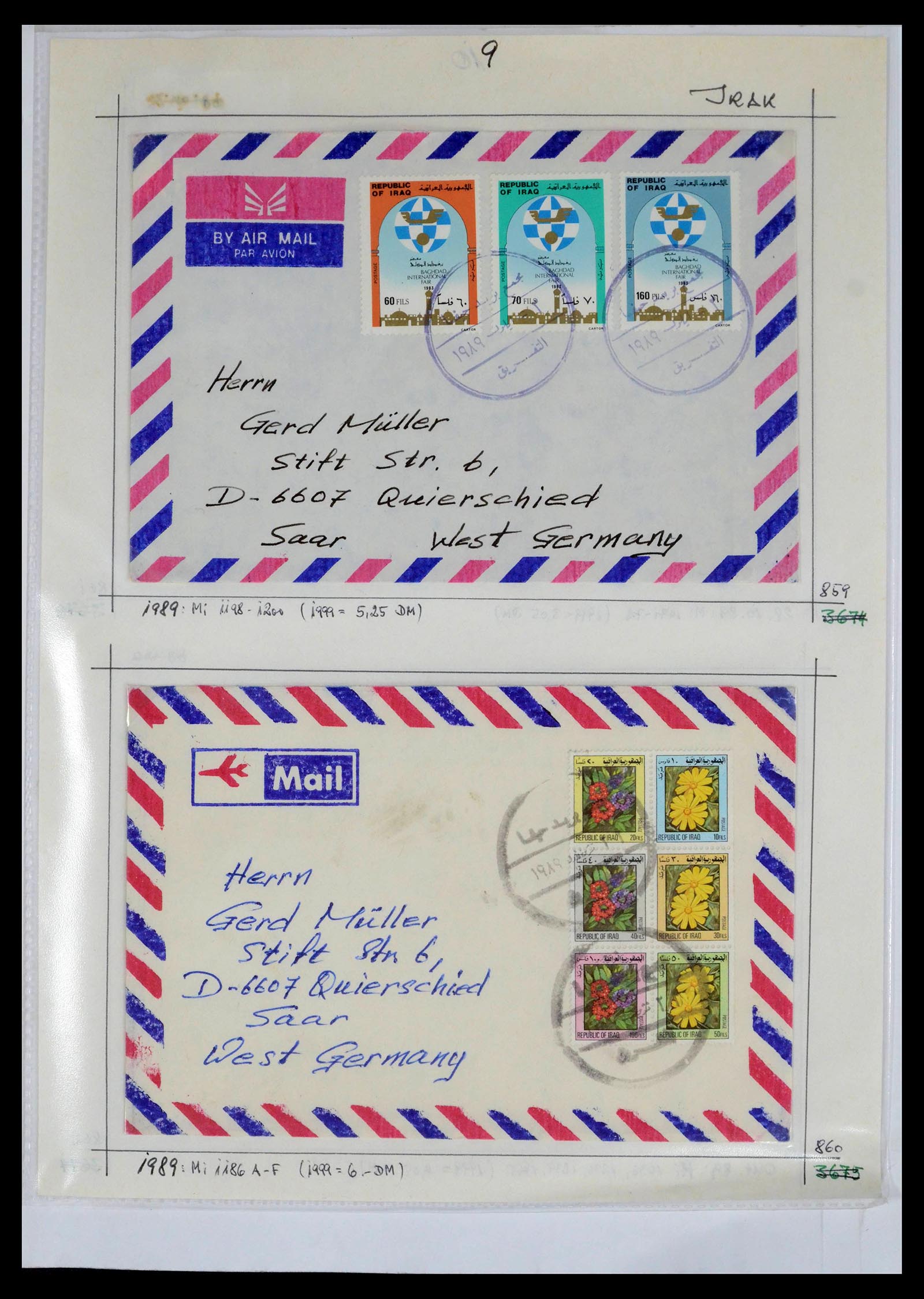 39418 0050 - Postzegelverzameling 39418 Irak brieven 1921-2001.