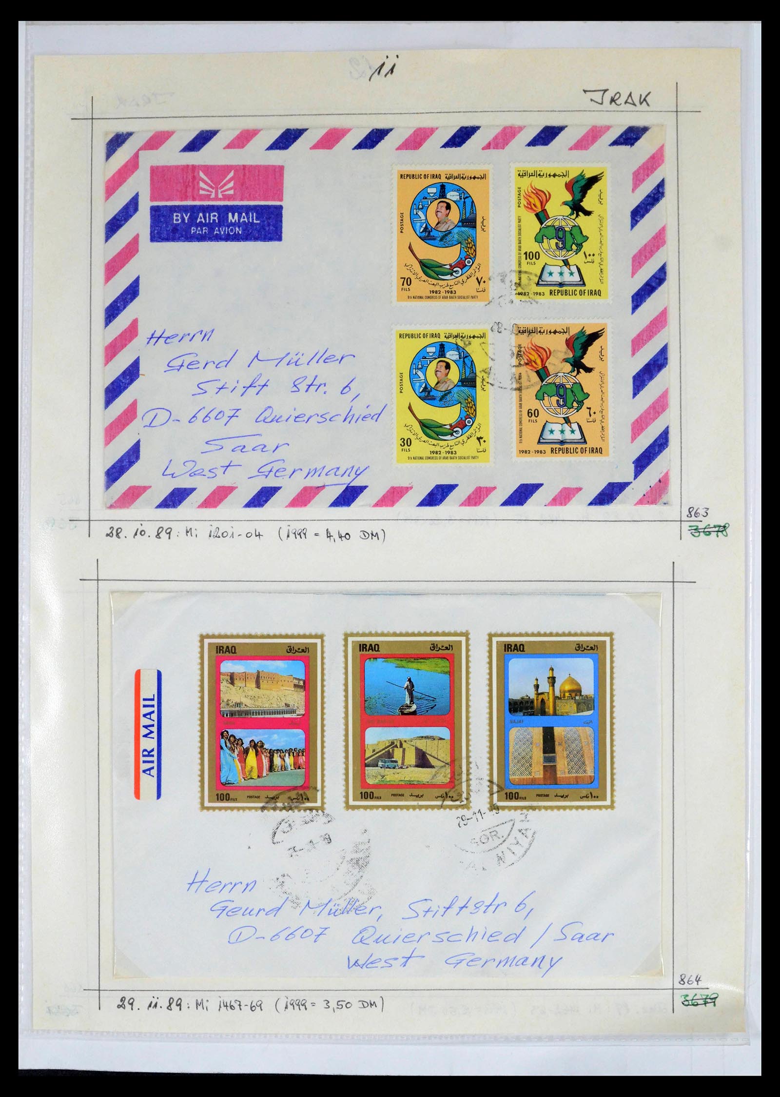 39418 0052 - Postzegelverzameling 39418 Irak brieven 1921-2001.