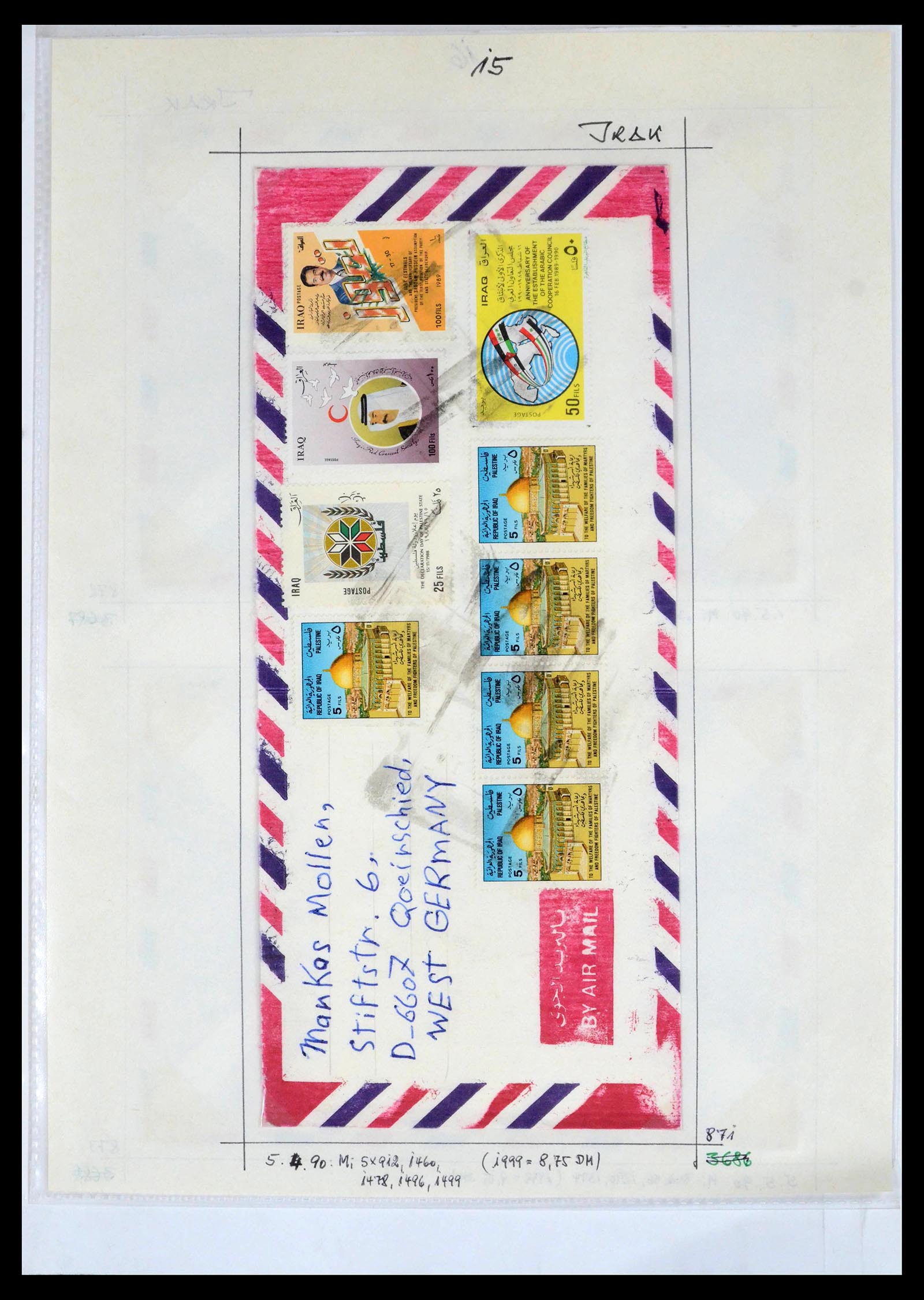 39418 0056 - Postzegelverzameling 39418 Irak brieven 1921-2001.