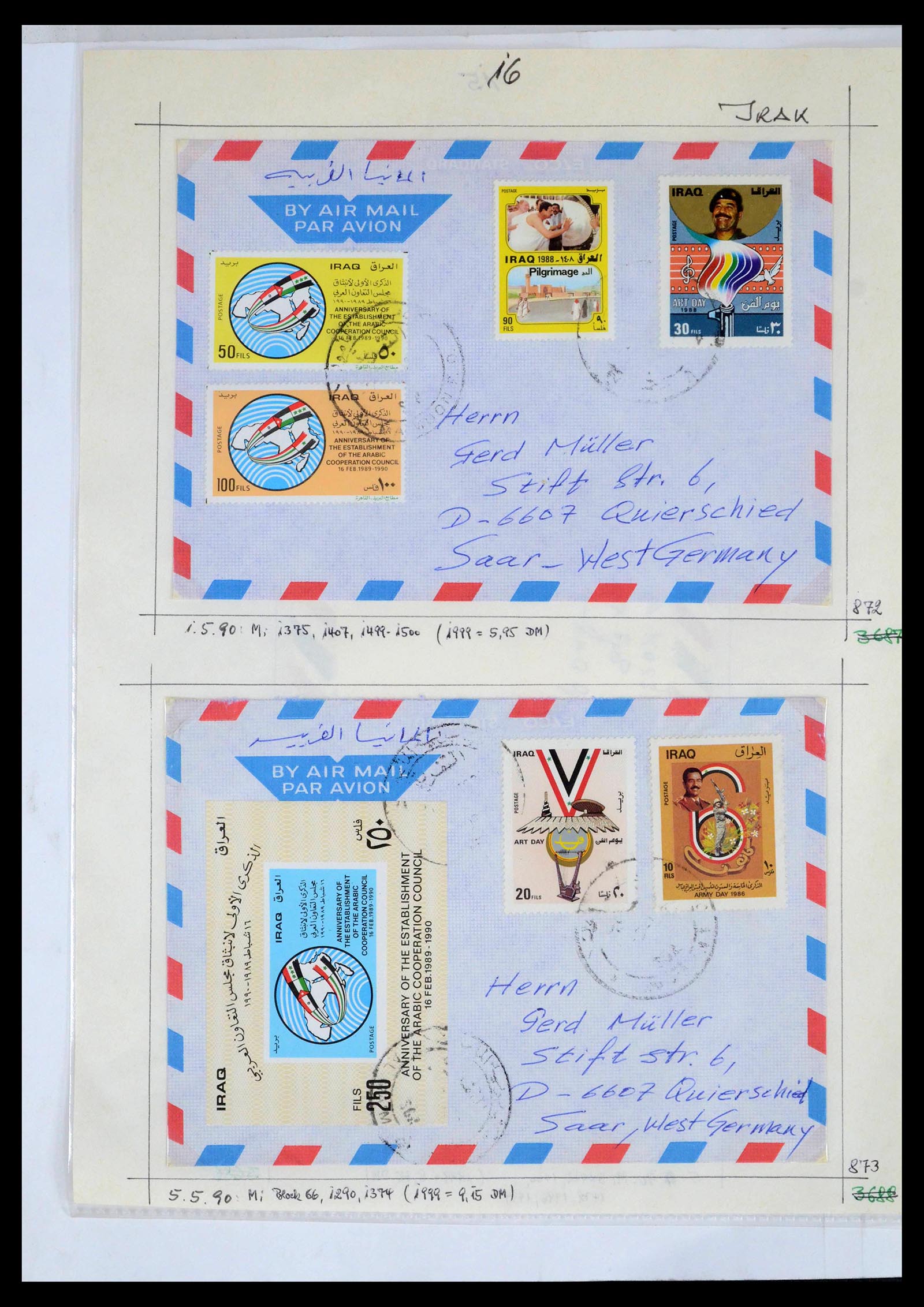 39418 0057 - Postzegelverzameling 39418 Irak brieven 1921-2001.