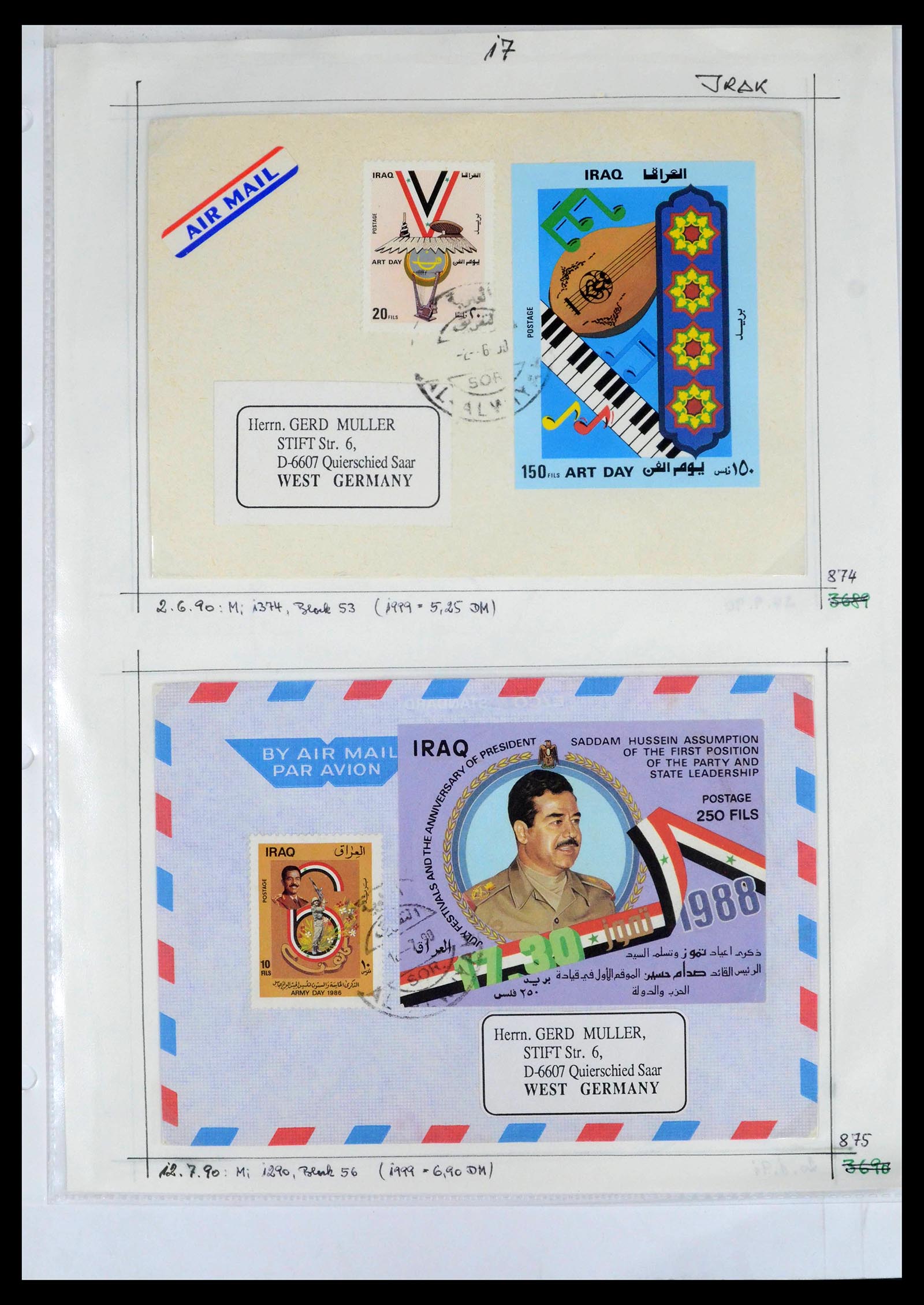 39418 0058 - Postzegelverzameling 39418 Irak brieven 1921-2001.