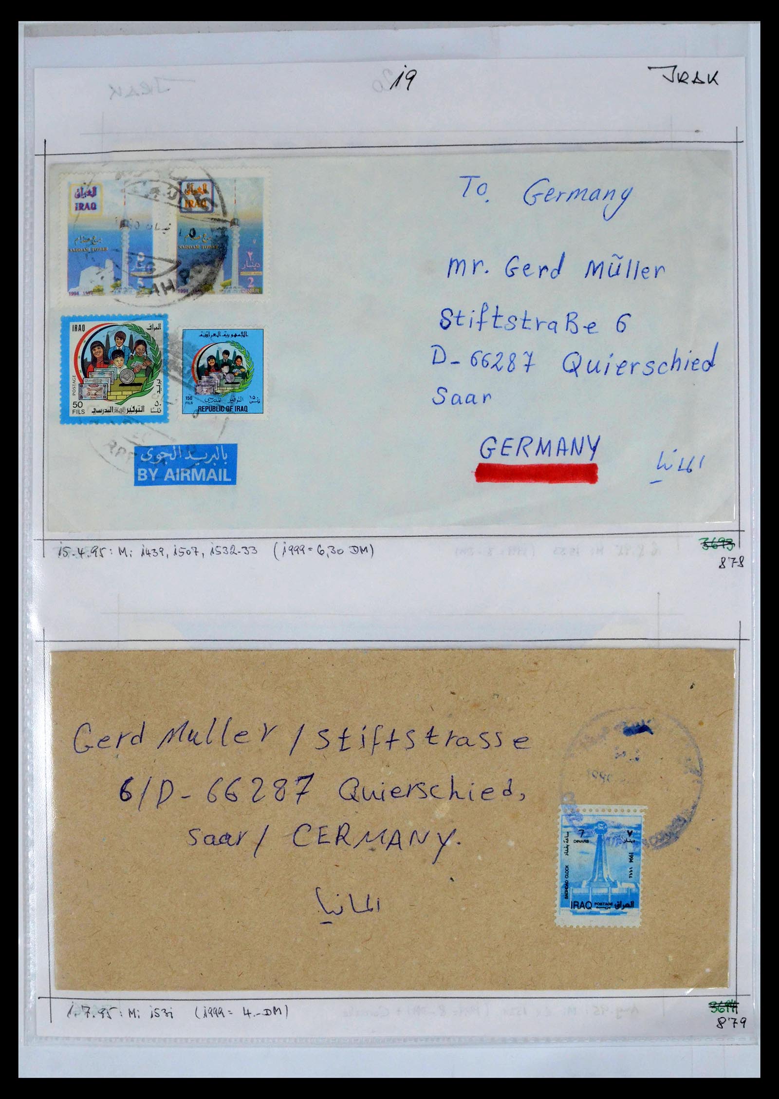 39418 0060 - Postzegelverzameling 39418 Irak brieven 1921-2001.