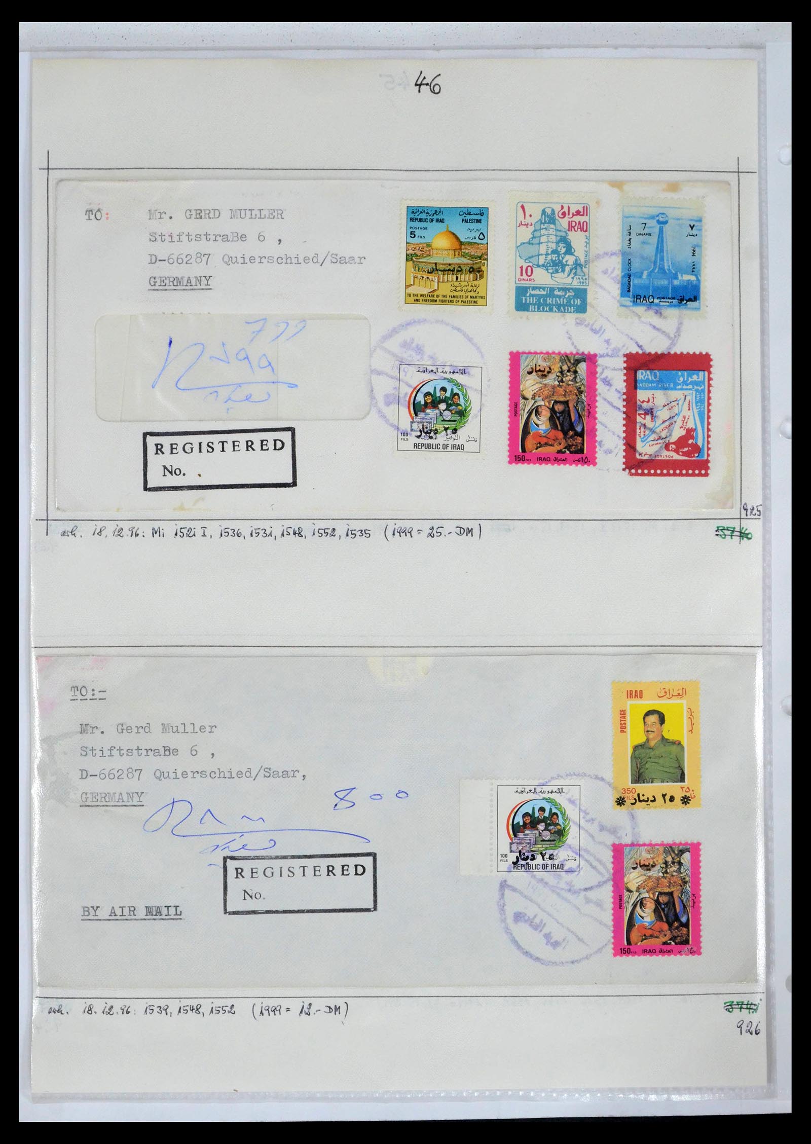 39418 0081 - Postzegelverzameling 39418 Irak brieven 1921-2001.