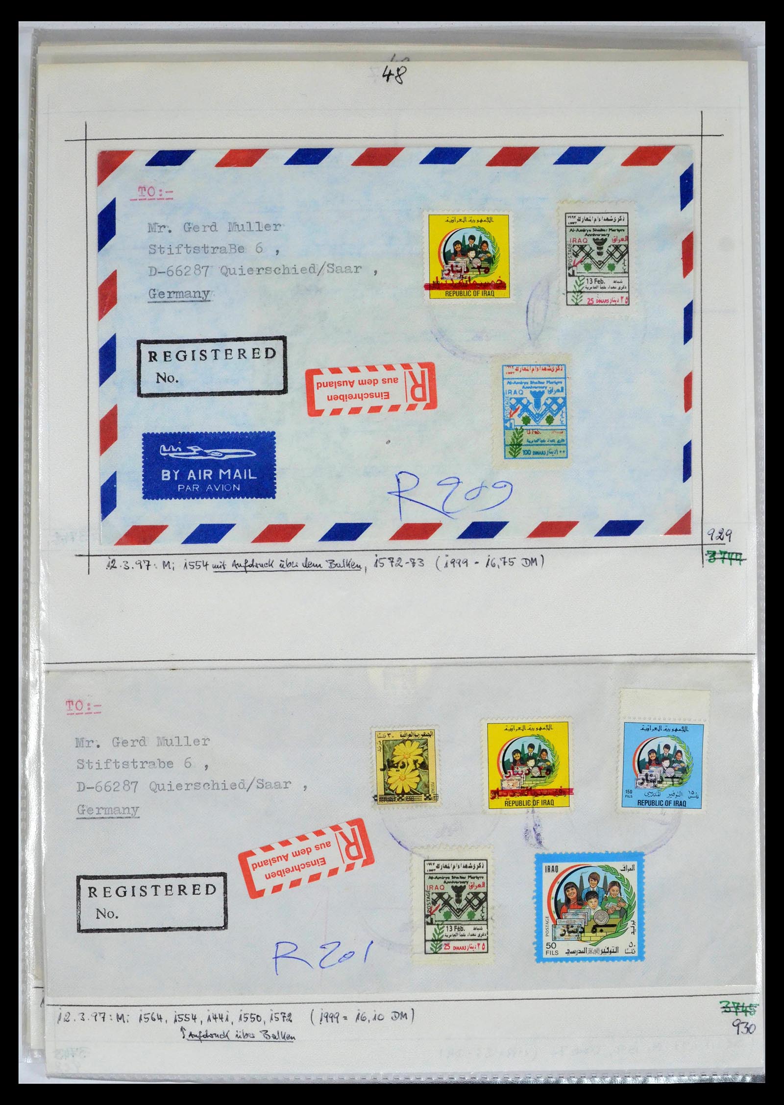 39418 0083 - Postzegelverzameling 39418 Irak brieven 1921-2001.
