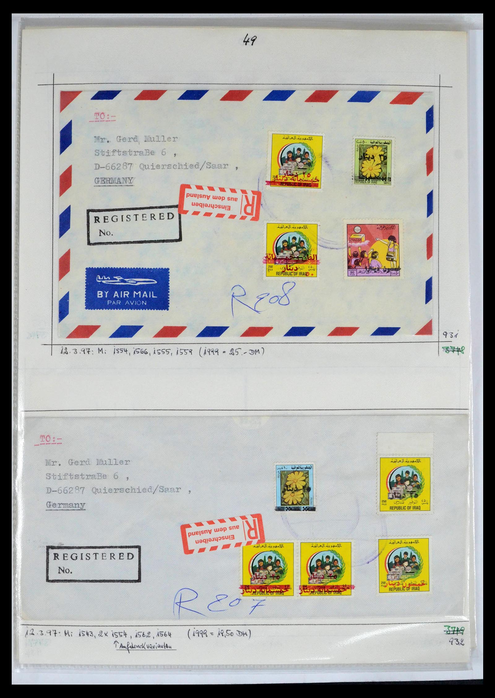 39418 0084 - Postzegelverzameling 39418 Irak brieven 1921-2001.