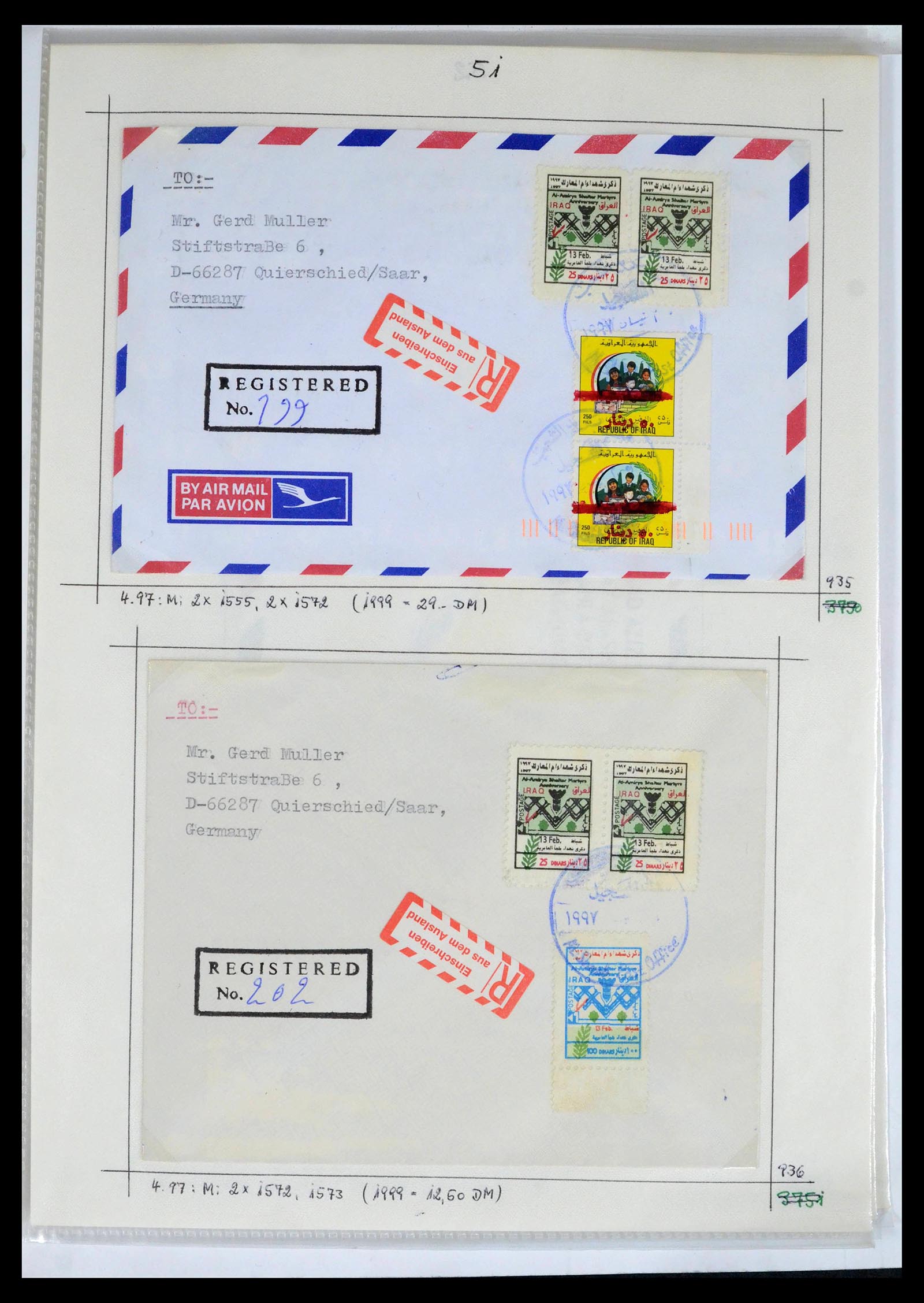 39418 0086 - Postzegelverzameling 39418 Irak brieven 1921-2001.
