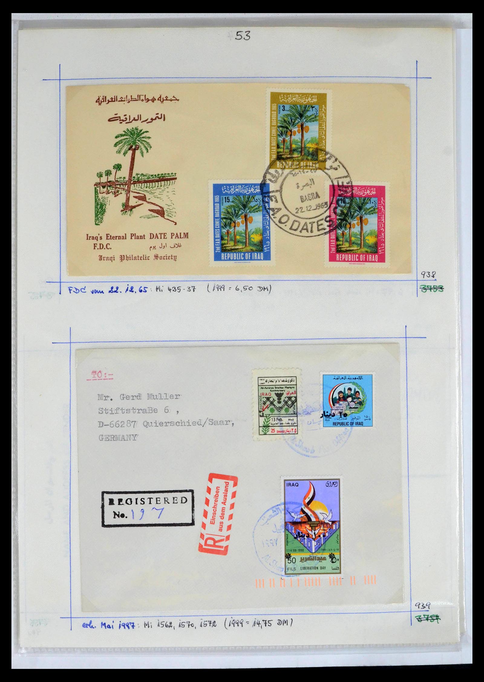 39418 0088 - Postzegelverzameling 39418 Irak brieven 1921-2001.