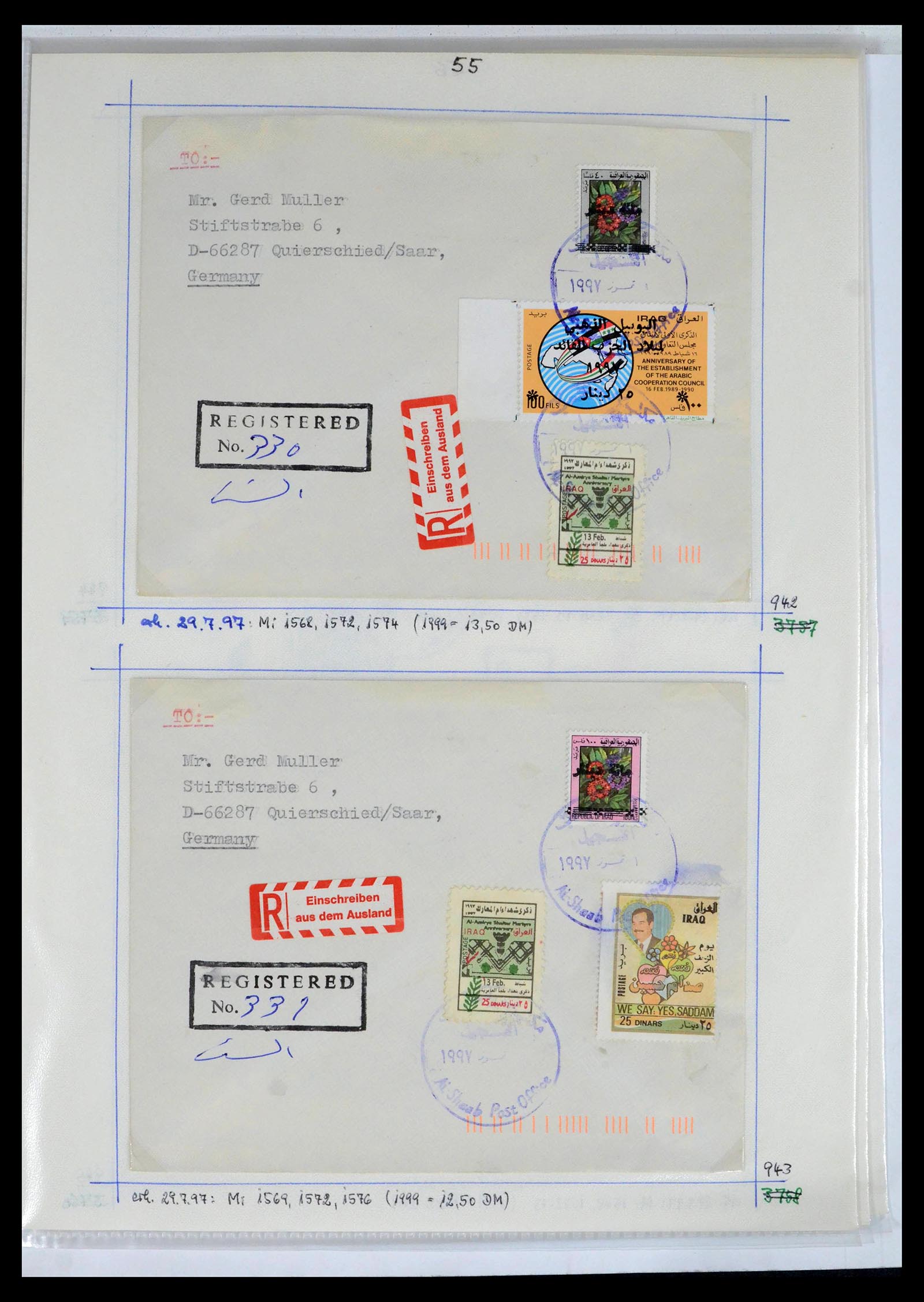 39418 0090 - Postzegelverzameling 39418 Irak brieven 1921-2001.