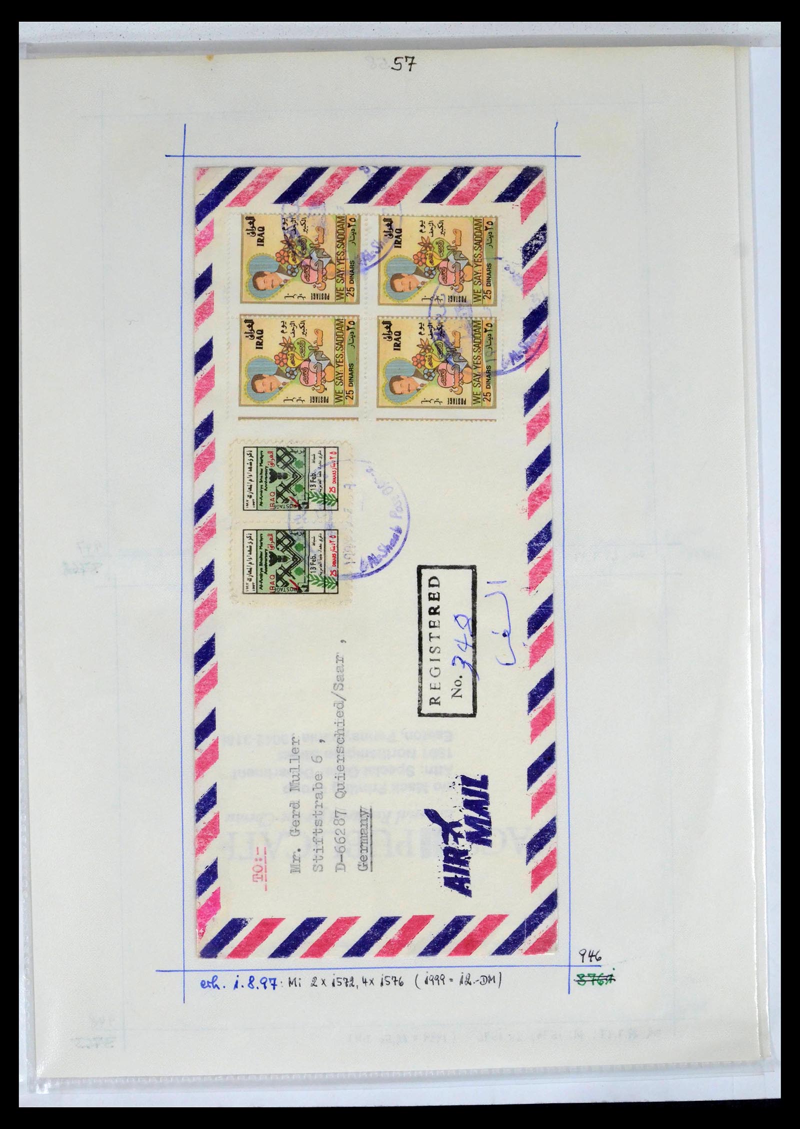 39418 0092 - Postzegelverzameling 39418 Irak brieven 1921-2001.