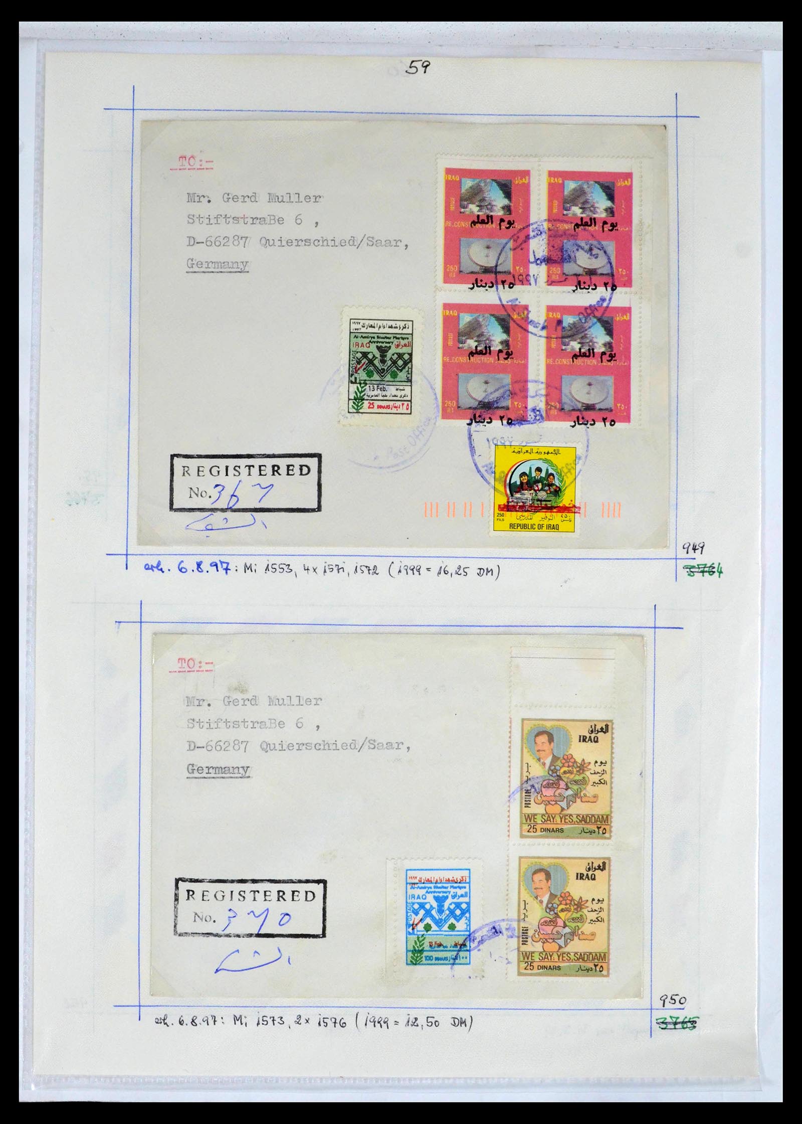 39418 0094 - Postzegelverzameling 39418 Irak brieven 1921-2001.
