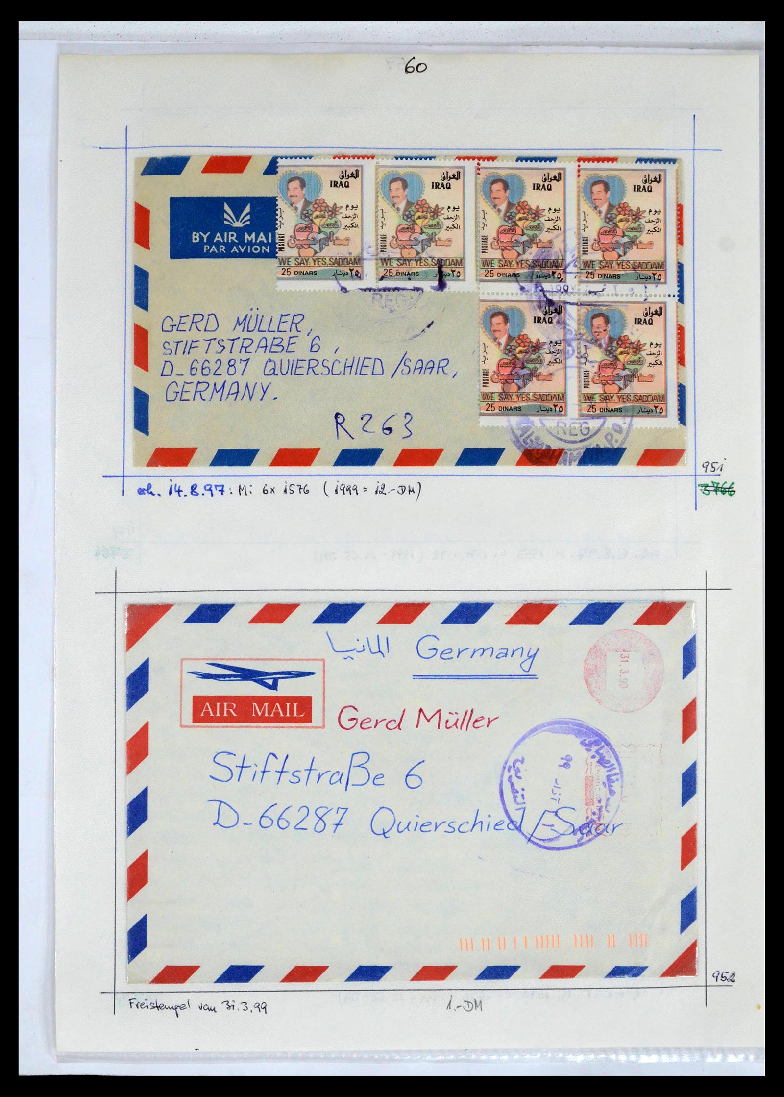 39418 0095 - Postzegelverzameling 39418 Irak brieven 1921-2001.