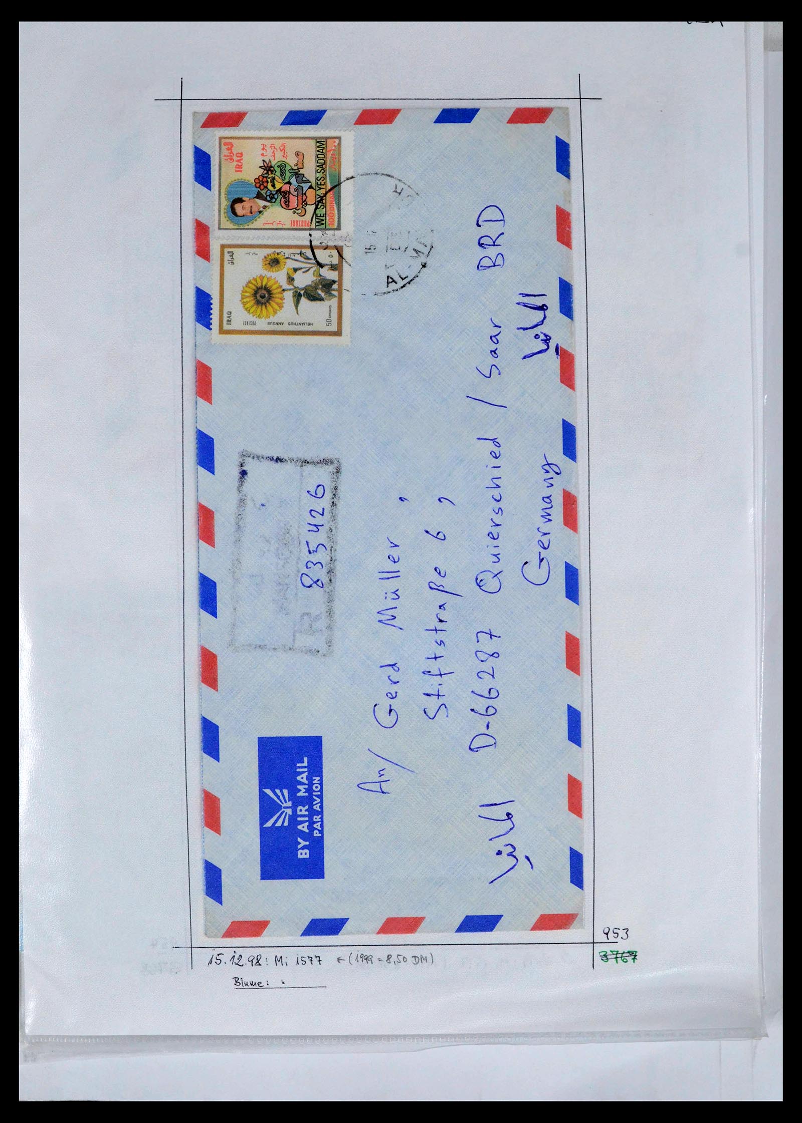 39418 0096 - Postzegelverzameling 39418 Irak brieven 1921-2001.