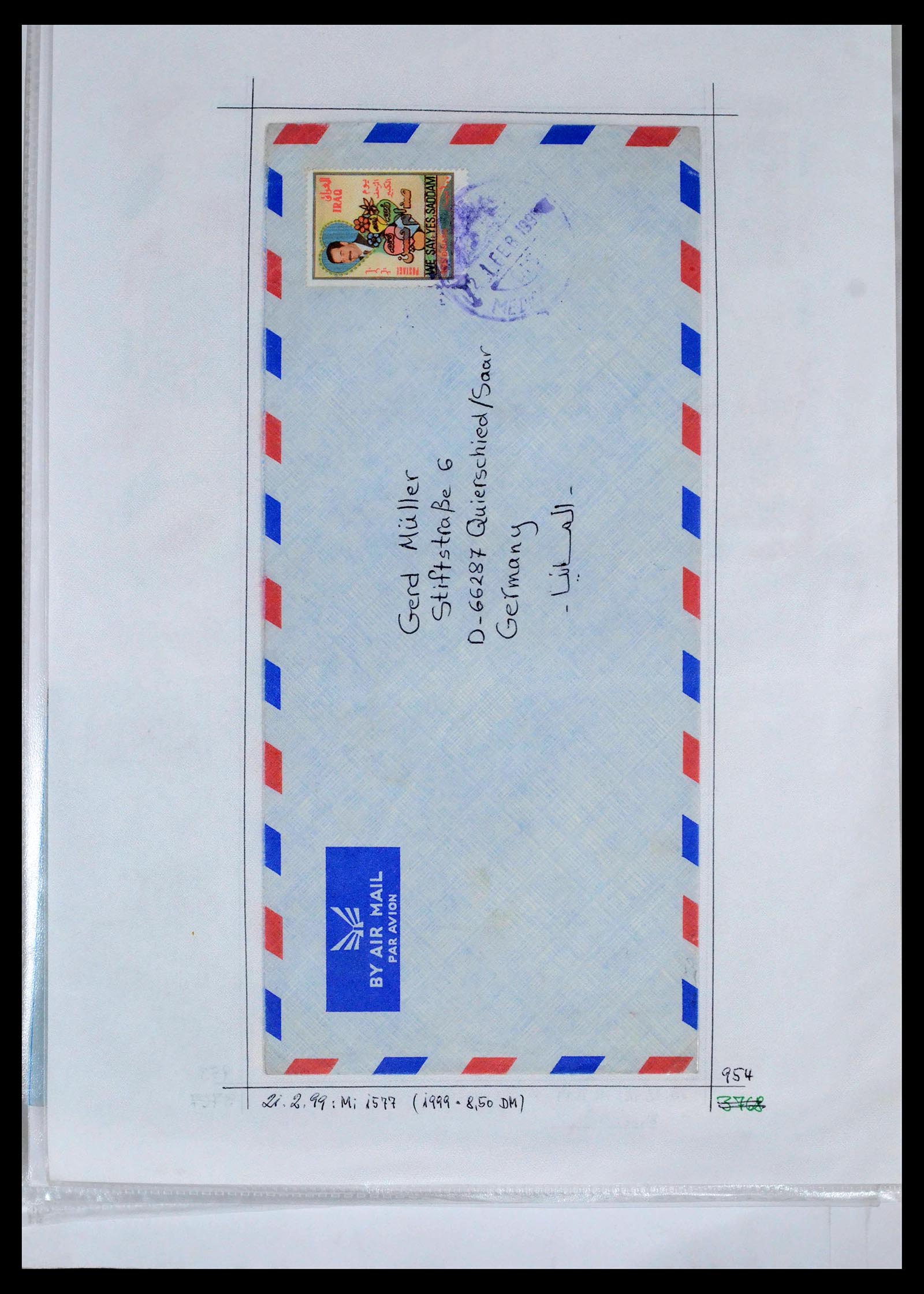 39418 0097 - Postzegelverzameling 39418 Irak brieven 1921-2001.