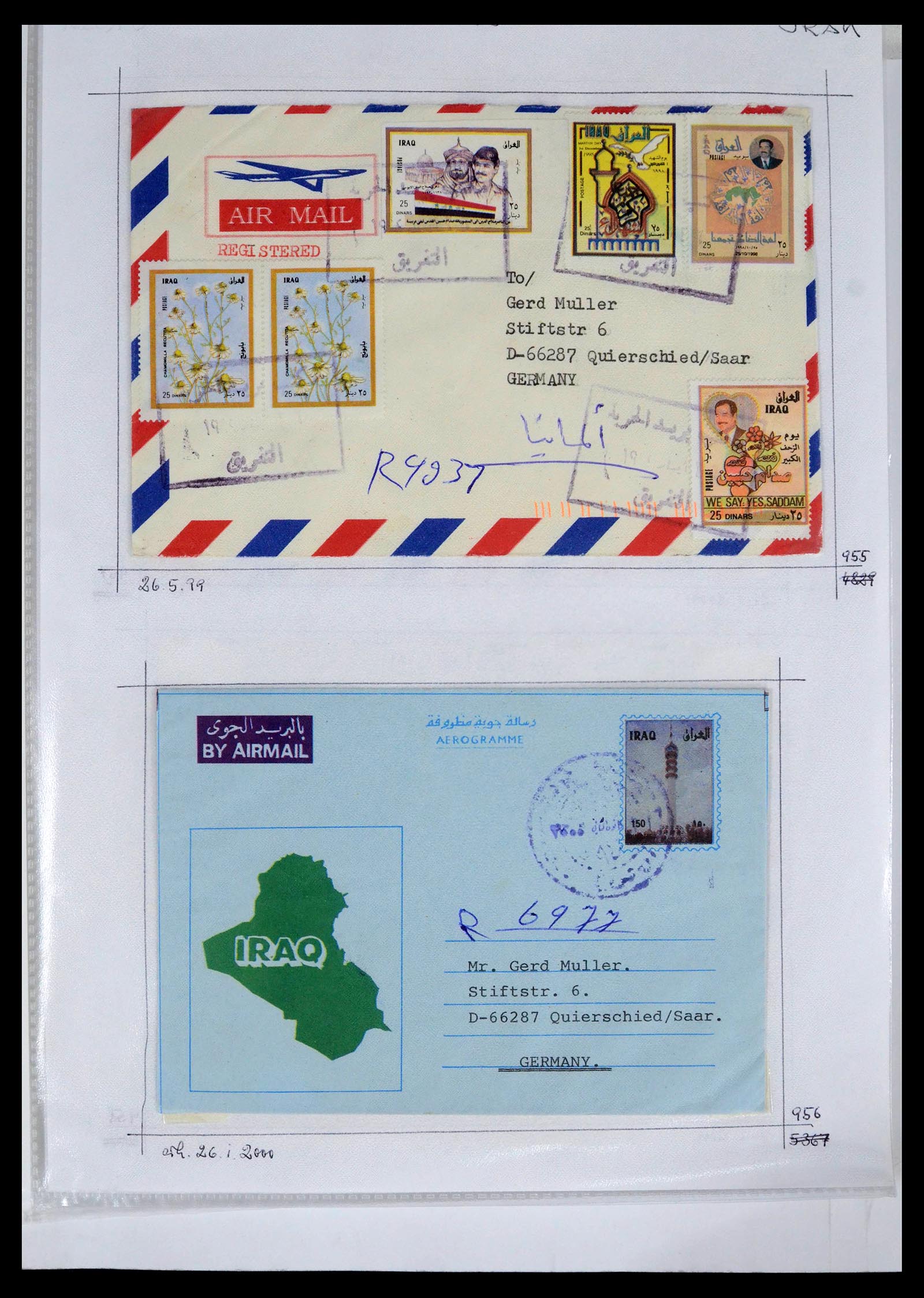 39418 0098 - Postzegelverzameling 39418 Irak brieven 1921-2001.