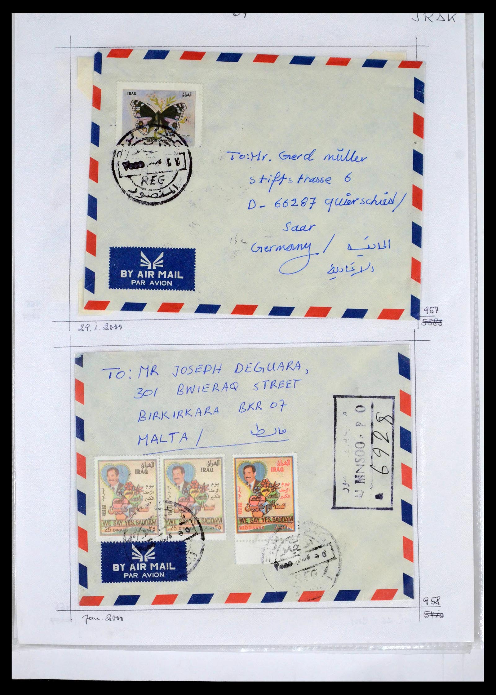 39418 0099 - Postzegelverzameling 39418 Irak brieven 1921-2001.