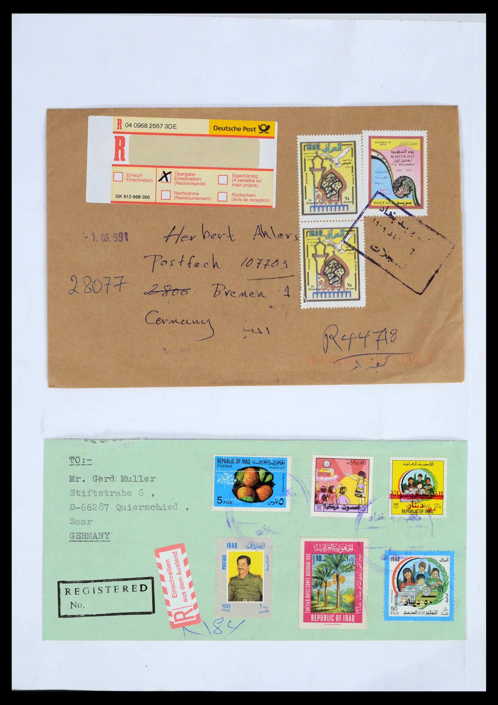 39418 0158 - Postzegelverzameling 39418 Irak brieven 1921-2001.