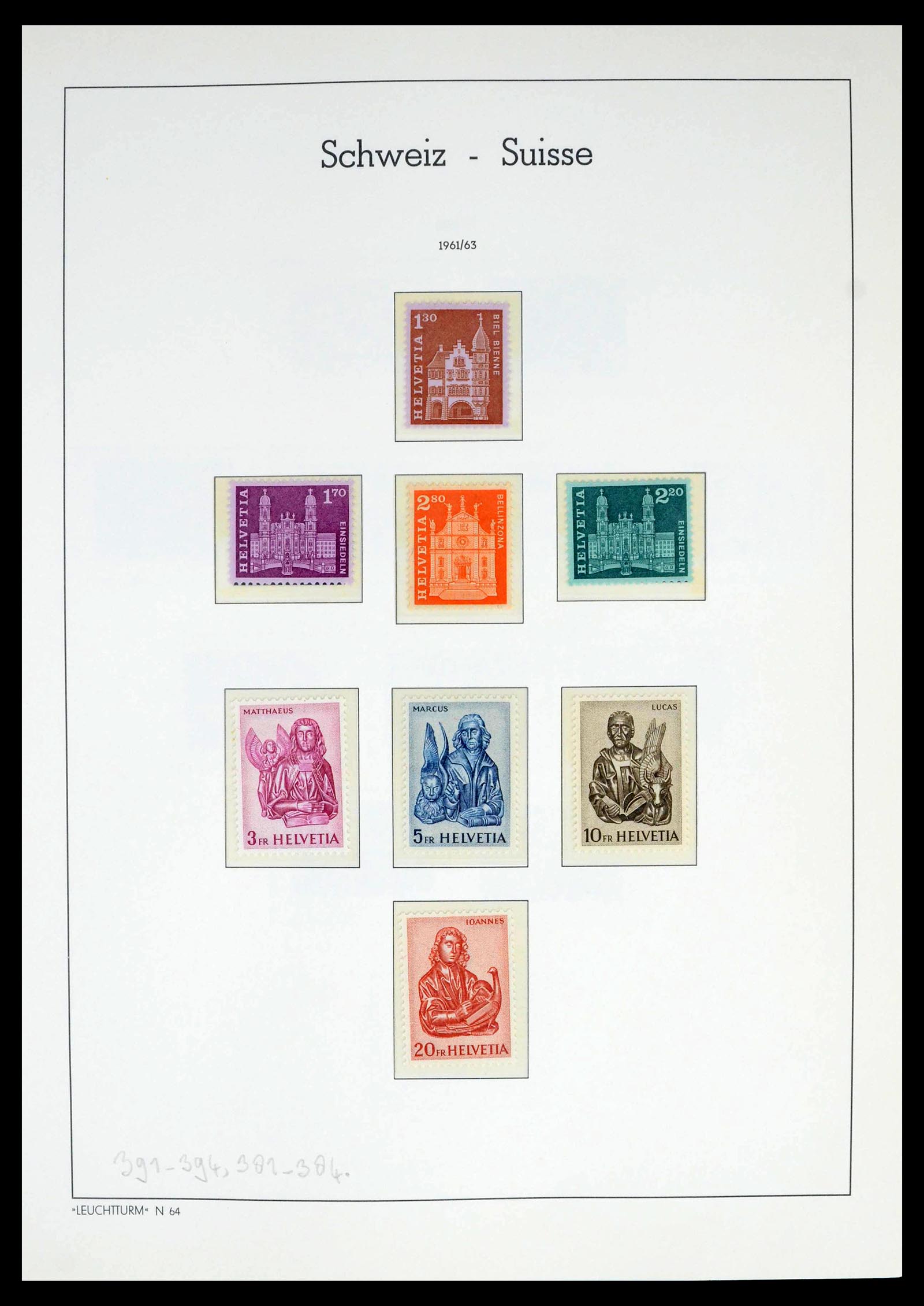 39420 0038 - Postzegelverzameling 39420 Zwitserland 1862-1974.