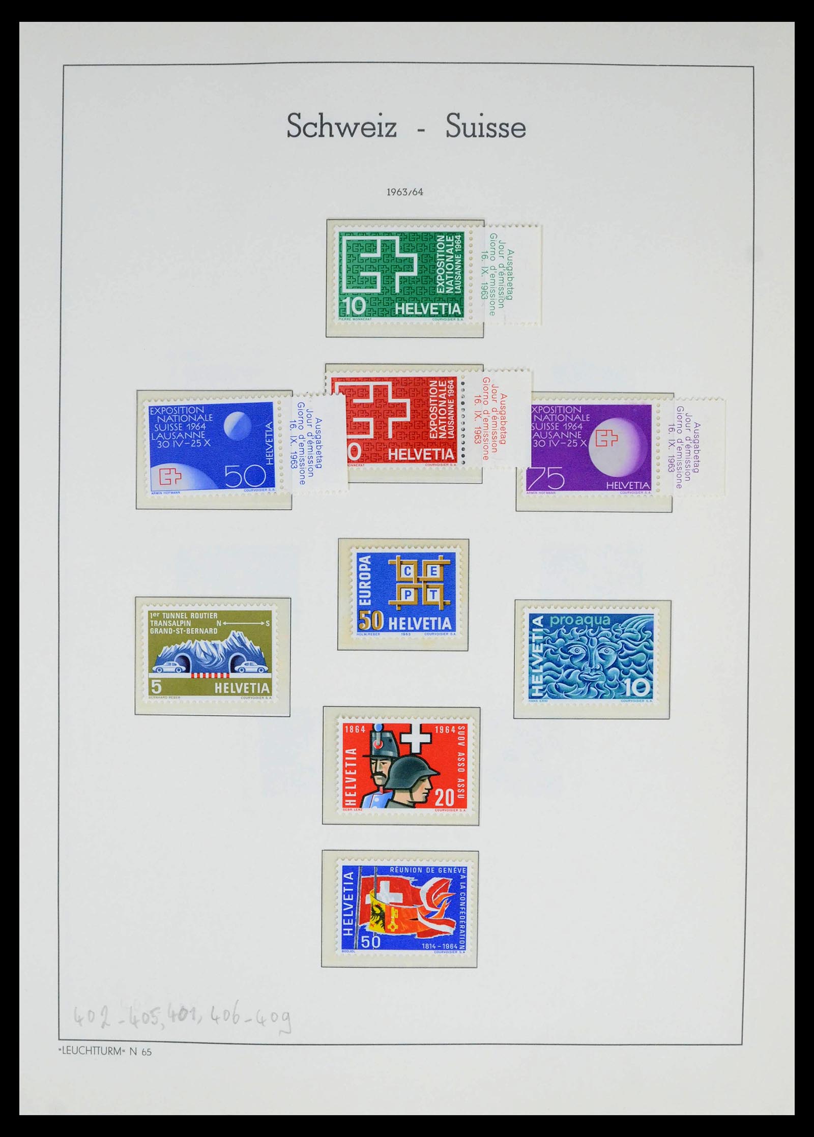 39420 0042 - Stamp collection 39420 Switzerland 1862-1974.