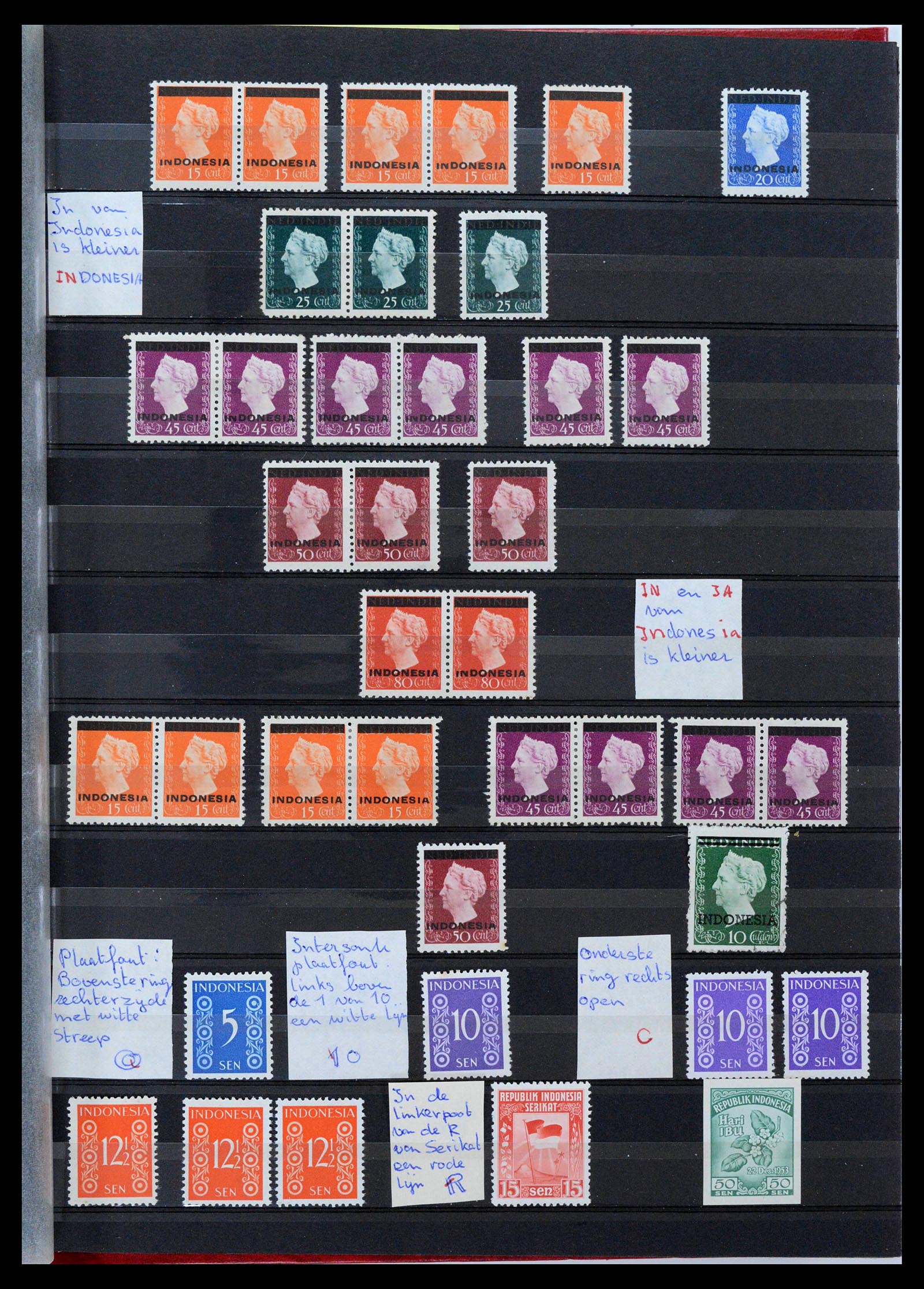 39422 0001 - Postzegelverzameling 39422 Indonesië variëteiten 1948-1970.