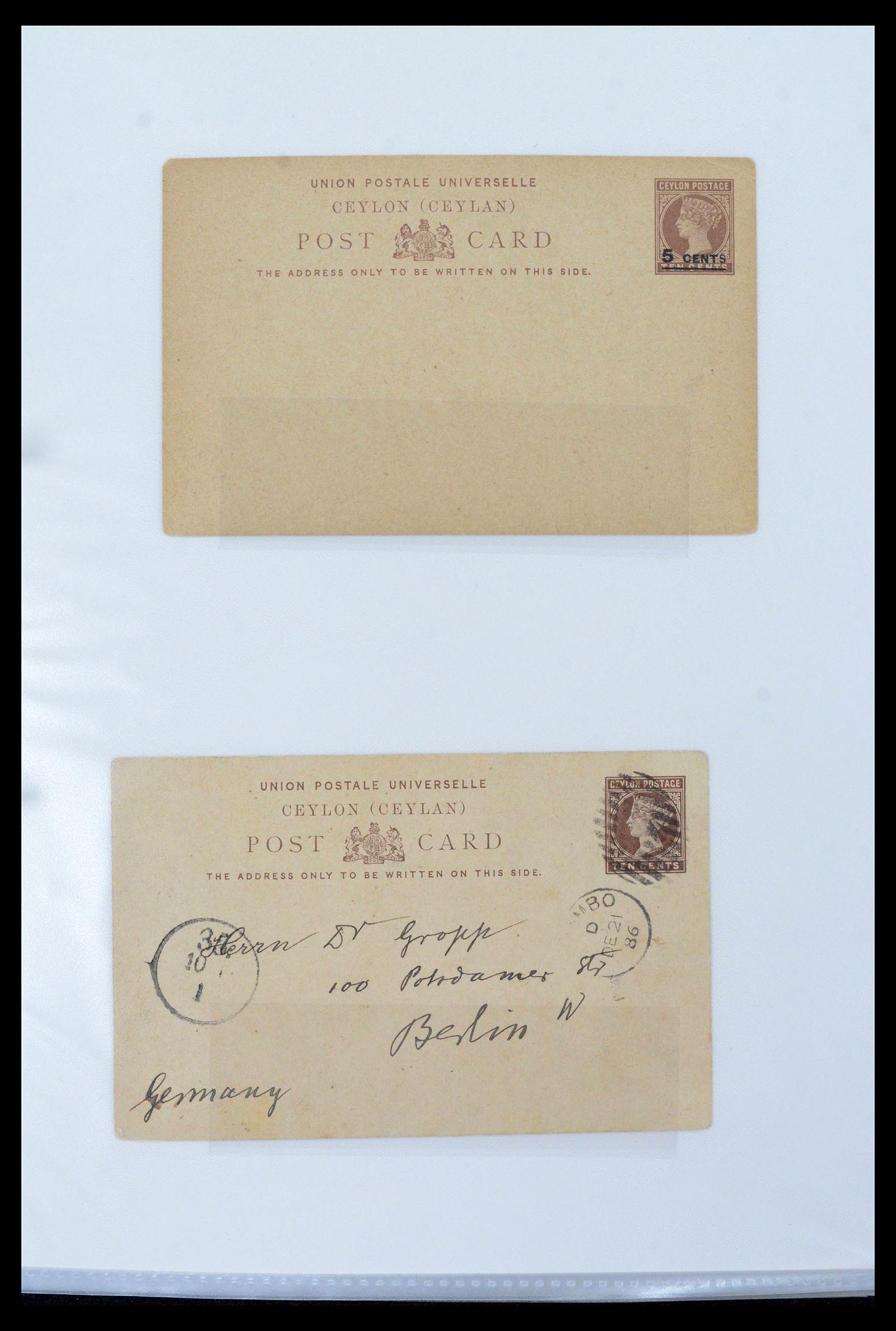 39427 0015 - Stamp collection 39427 Ceylon postal stationeries 1886-1969.