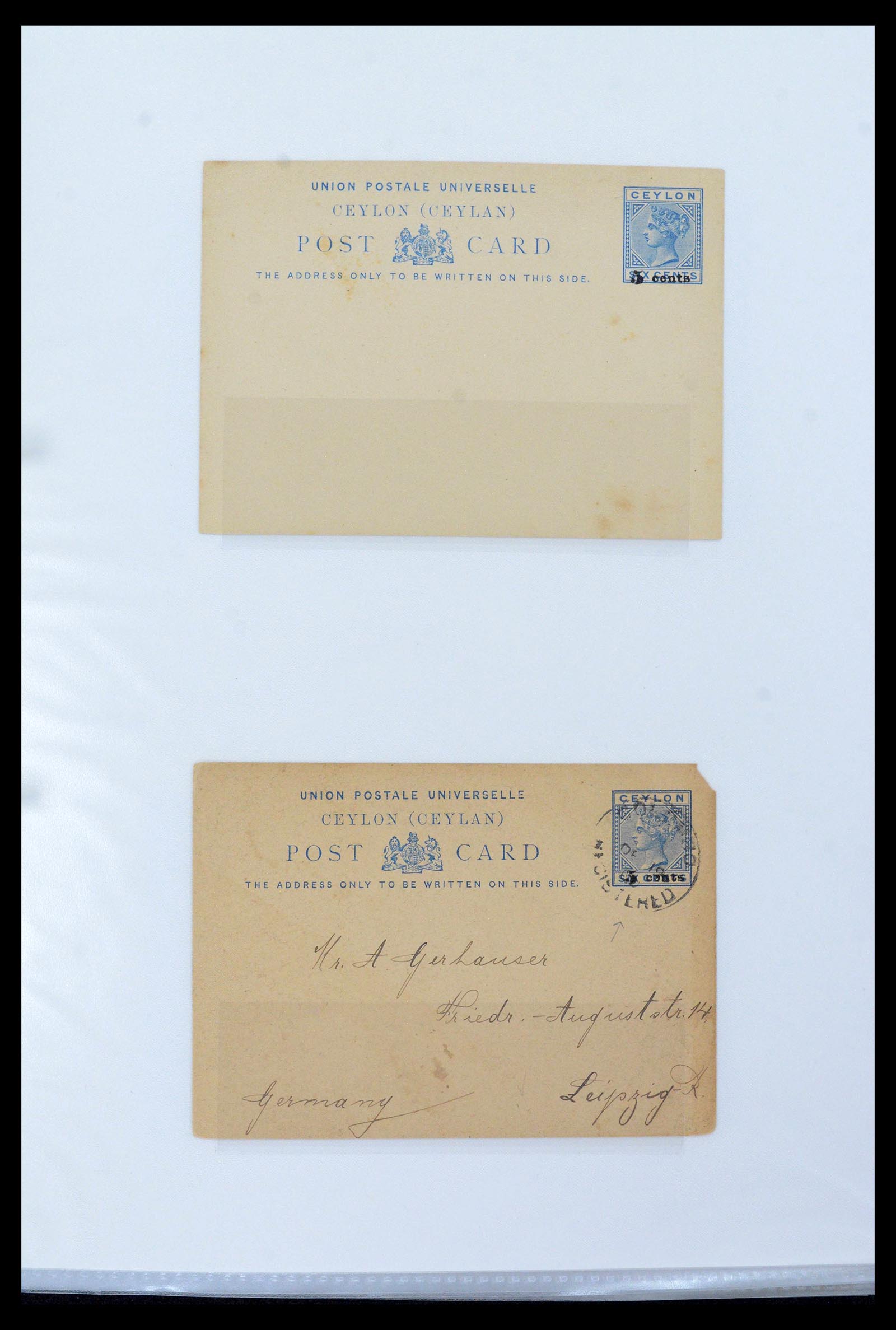 39427 0016 - Stamp collection 39427 Ceylon postal stationeries 1886-1969.