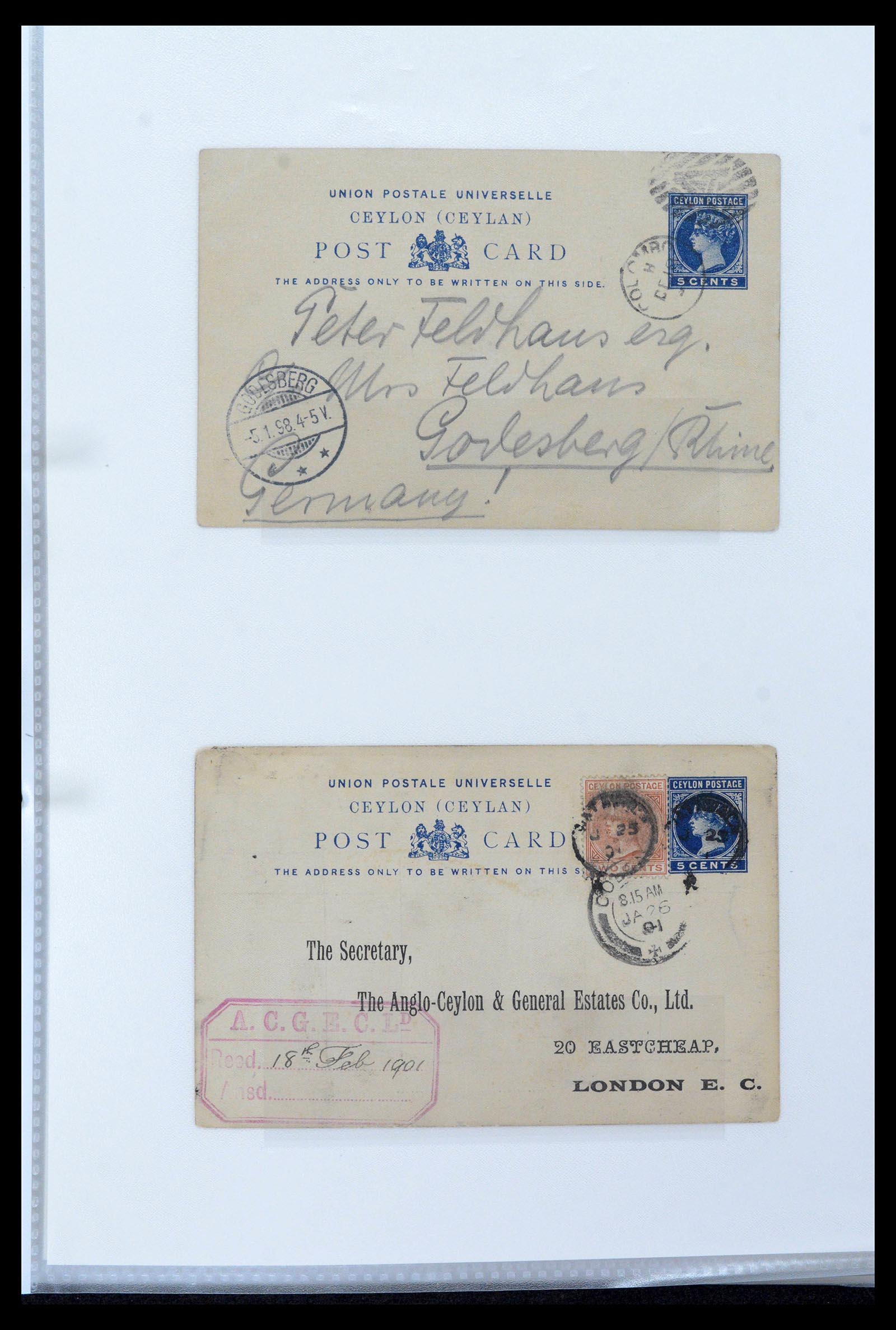 39427 0021 - Stamp collection 39427 Ceylon postal stationeries 1886-1969.