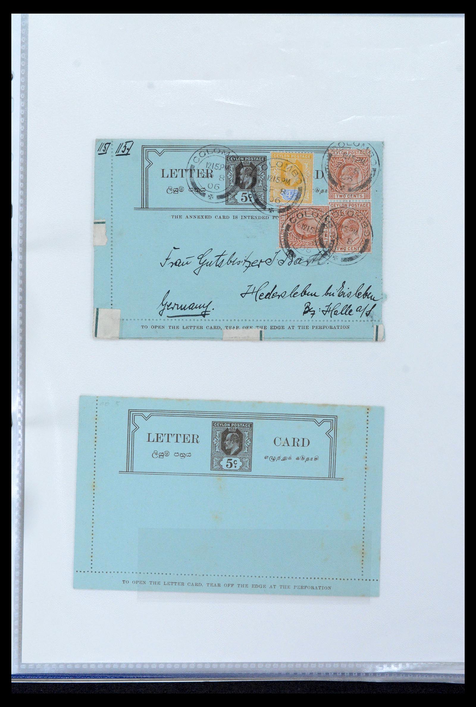 39427 0043 - Stamp collection 39427 Ceylon postal stationeries 1886-1969.