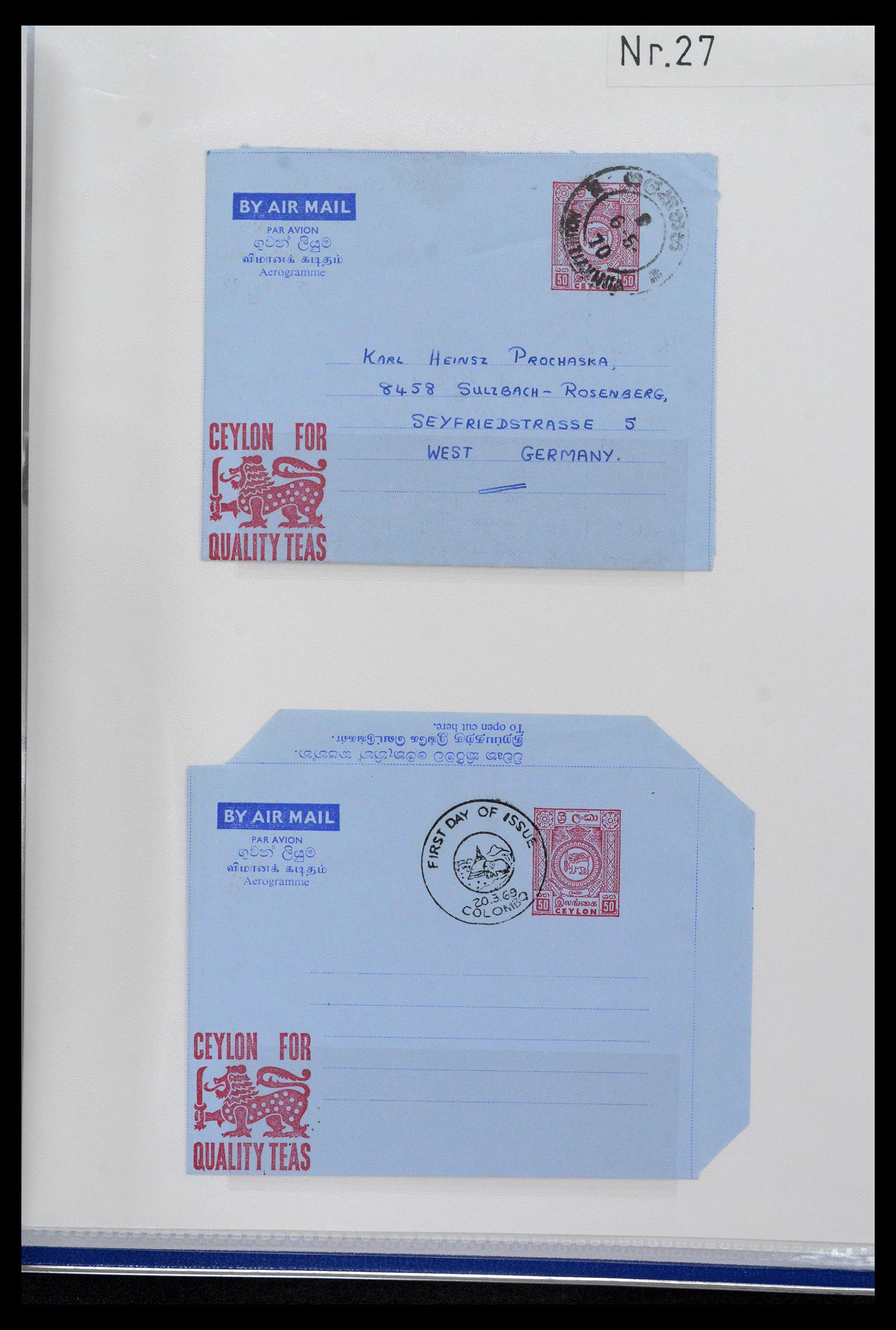 39427 0093 - Stamp collection 39427 Ceylon postal stationeries 1886-1969.