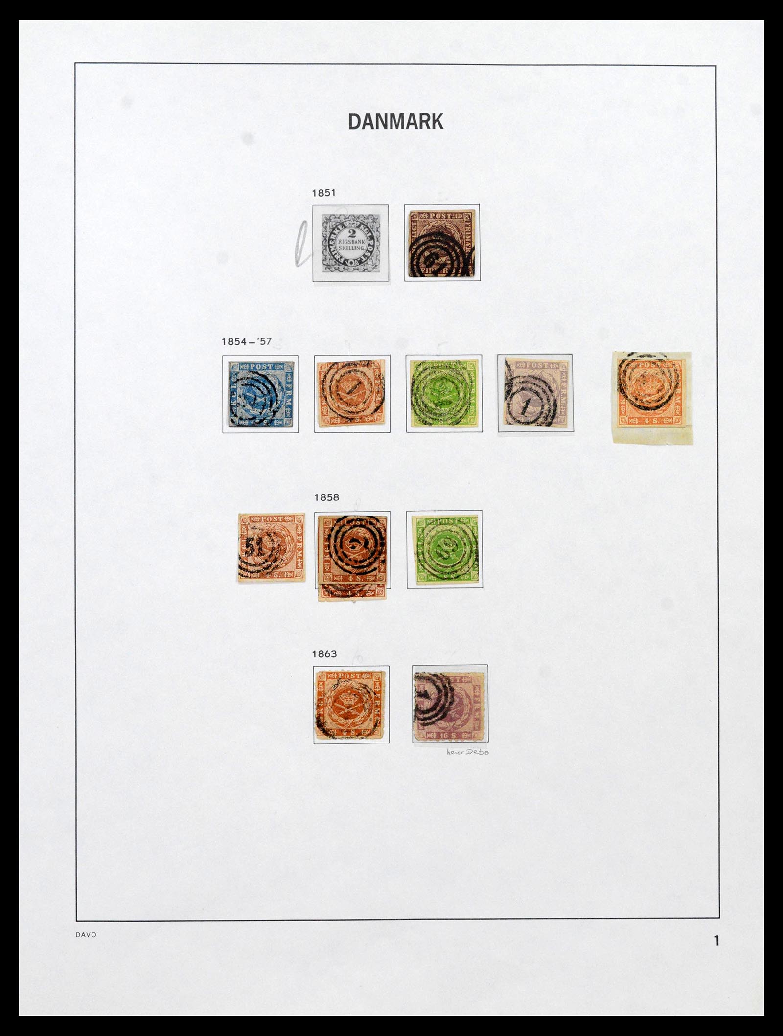 39428 0001 - Postzegelverzameling 39428 Denemarken 1851-2019.