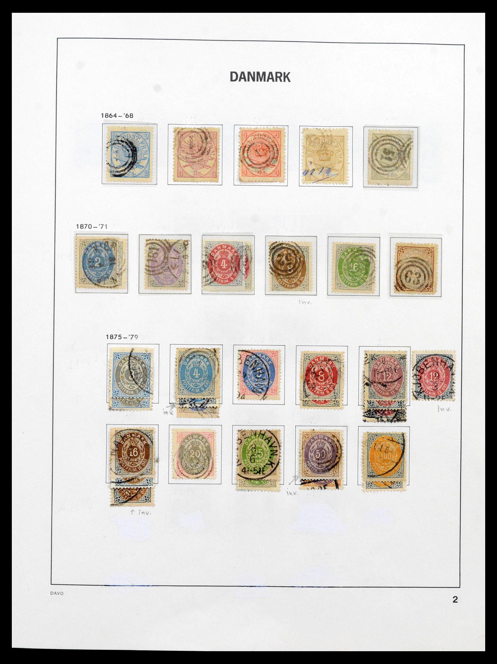 39428 0002 - Postzegelverzameling 39428 Denemarken 1851-2019.