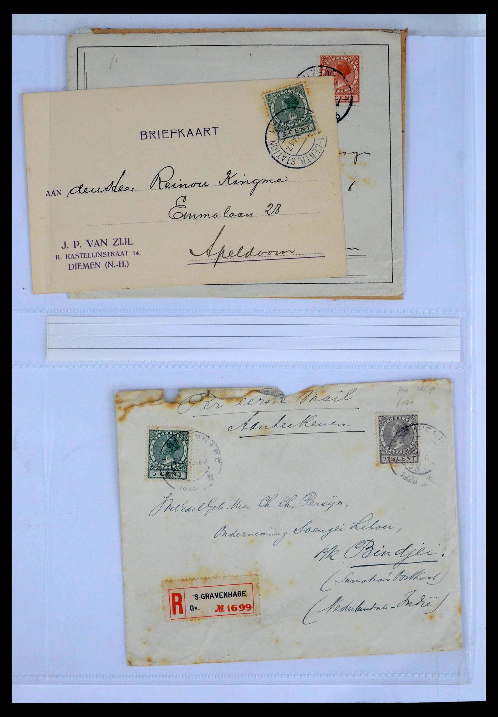 39429 0047 - Postzegelverzameling 39429 Nederland brieven 1821-1955.
