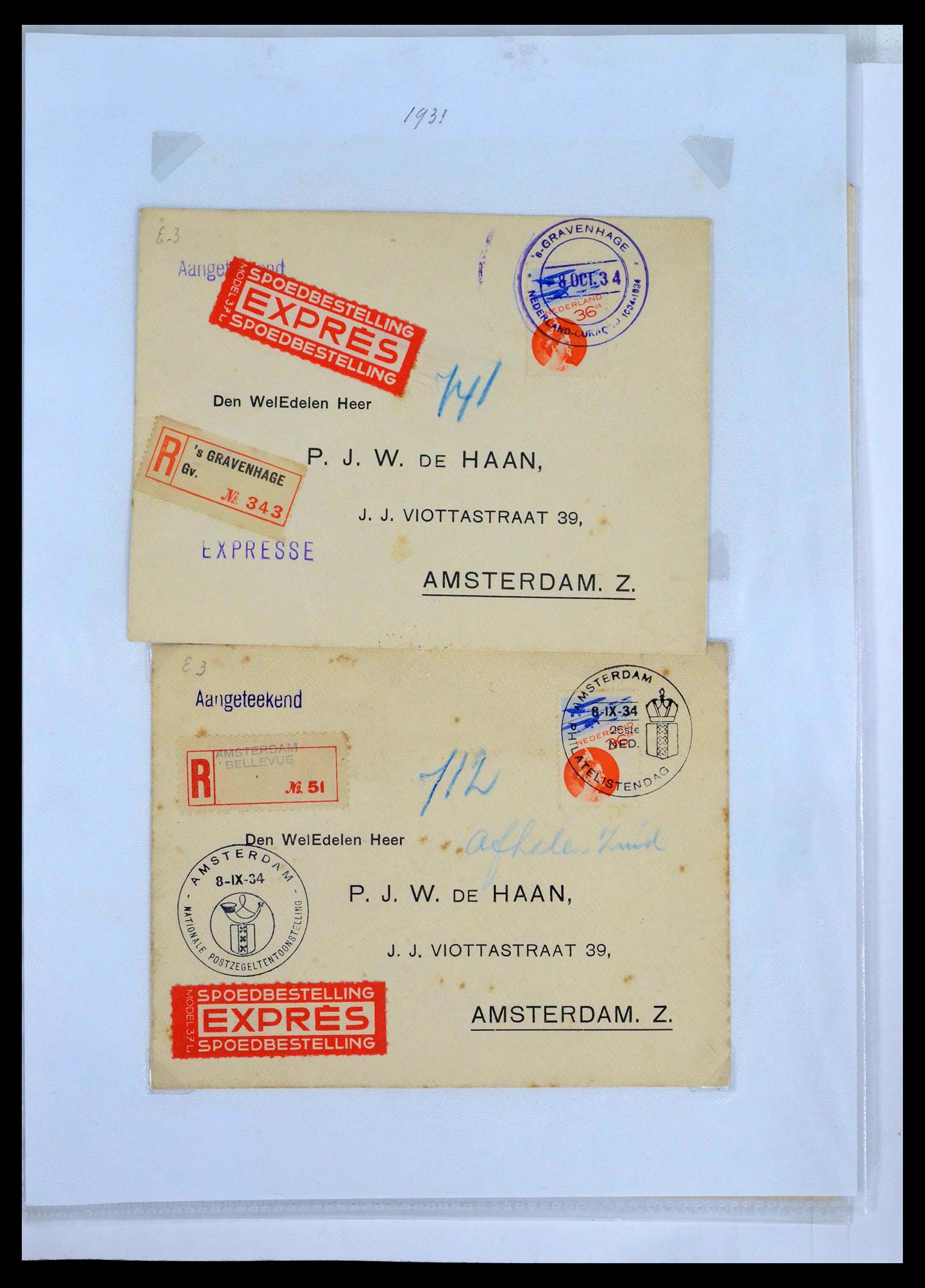 39429 0103 - Stamp collection 39429 Netherlands covers 1821-1955.