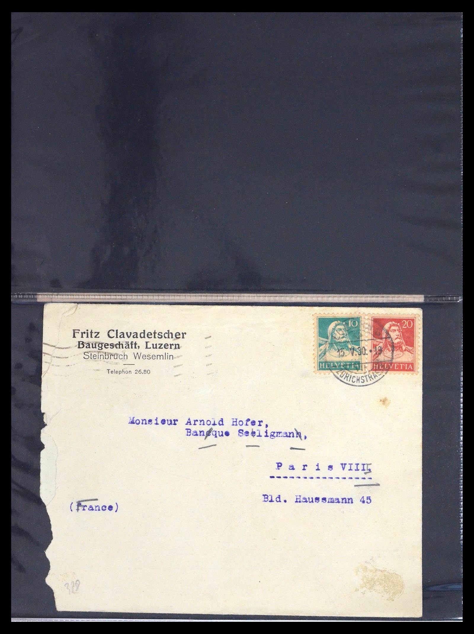 39441 0010 - Postzegelverzameling 39441 Zwitserland brieven vanaf 1870.