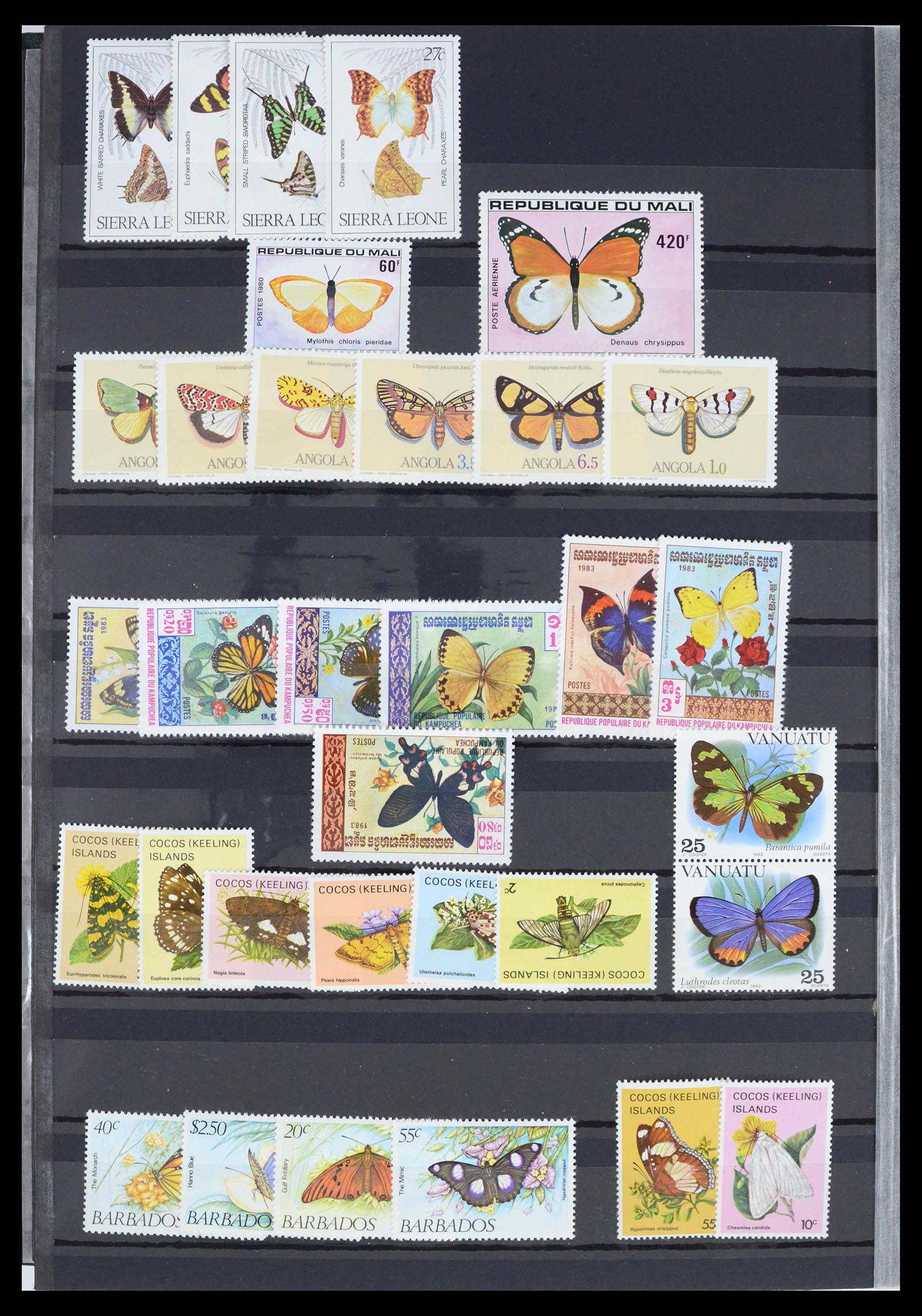 39446 0010 - Postzegelverzameling 39446 Motief vlinders 1960-2000.