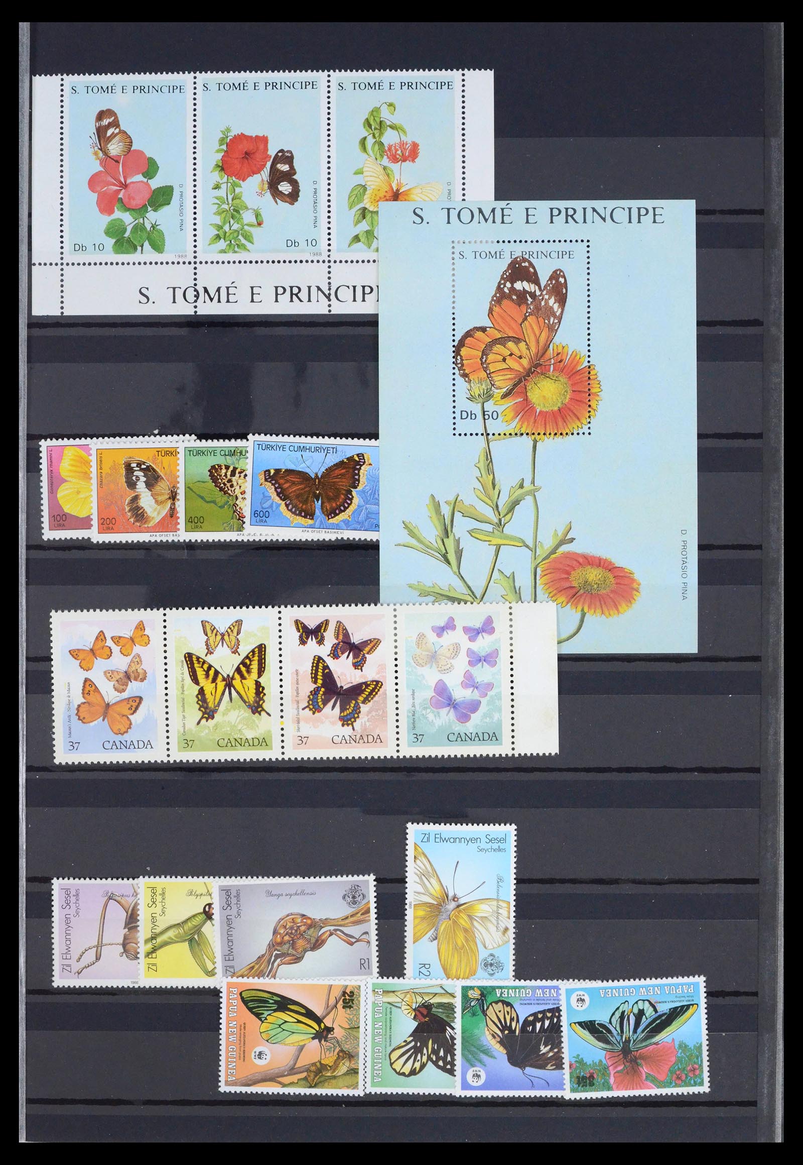 39446 0015 - Postzegelverzameling 39446 Motief vlinders 1960-2000.
