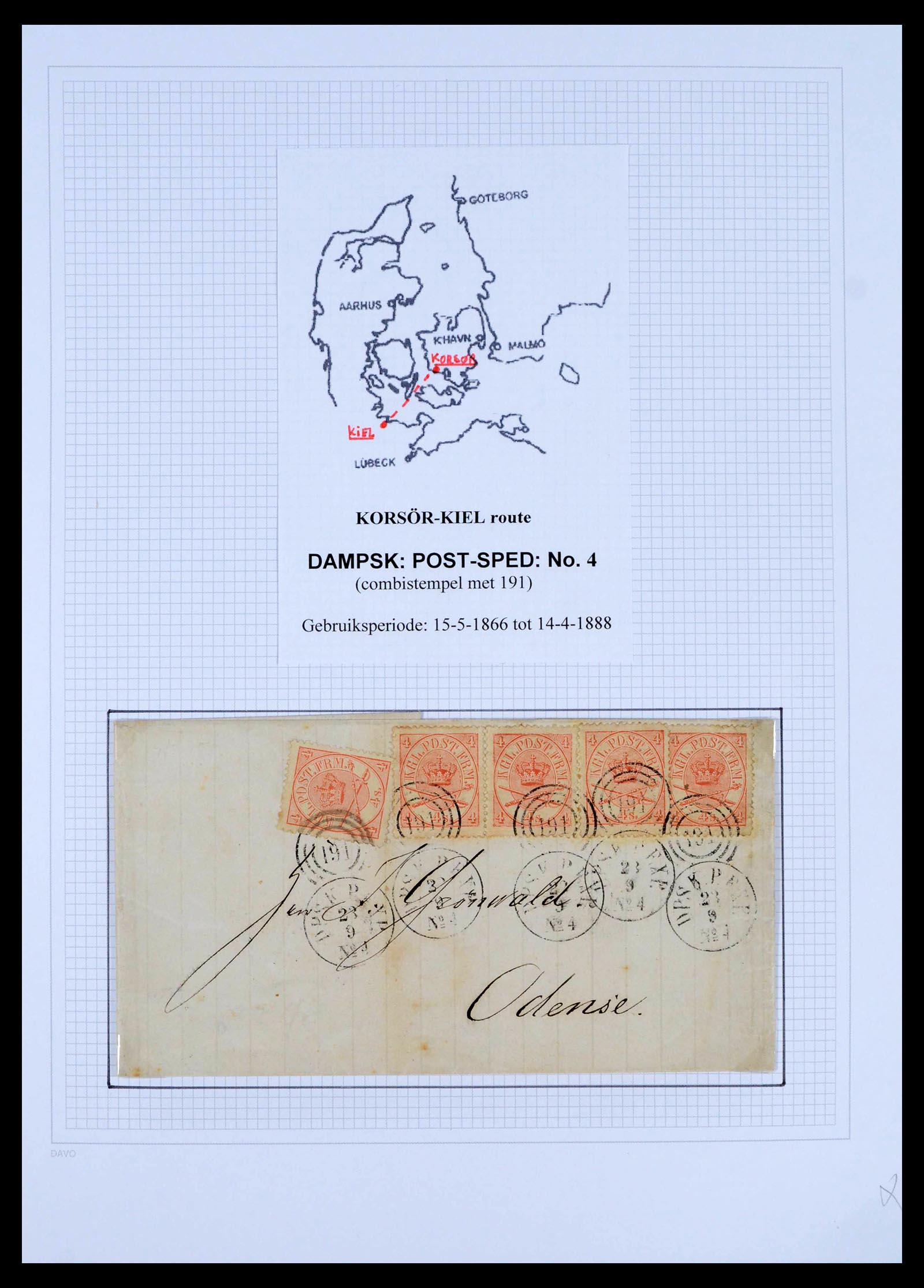 39449 0001 - Postzegelverzameling 39449 Denemarken scheepspost brieven 1854-1910.