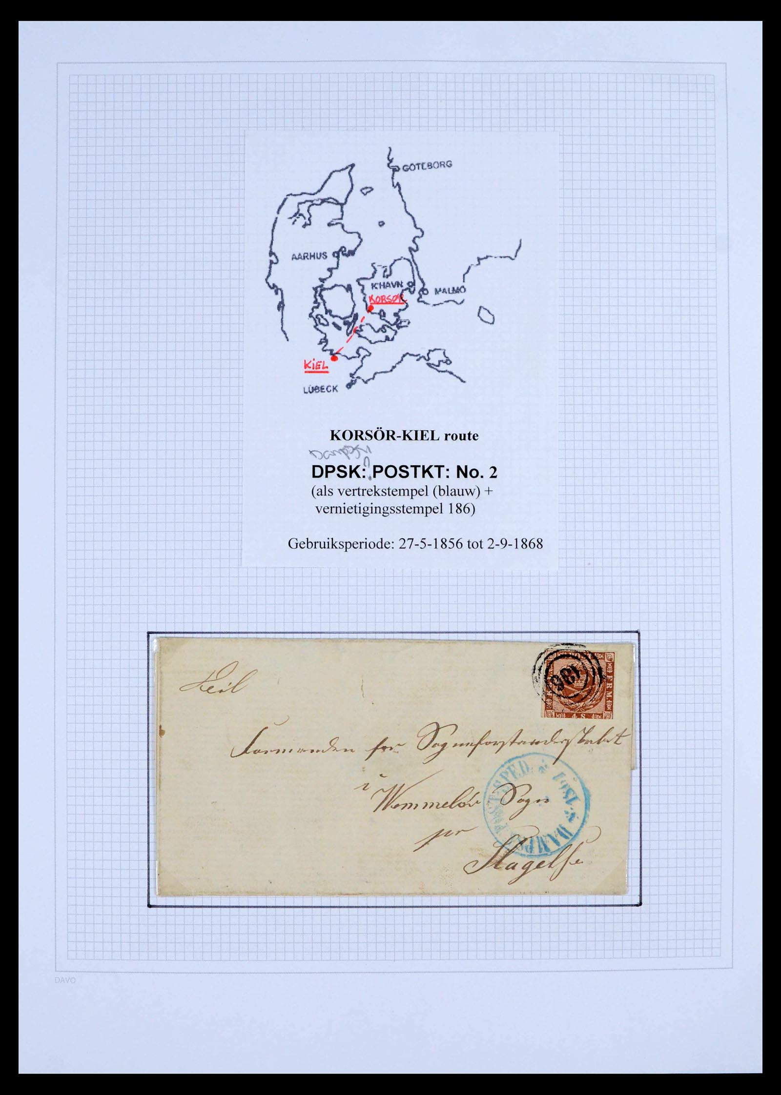 39449 0002 - Postzegelverzameling 39449 Denemarken scheepspost brieven 1854-1910.