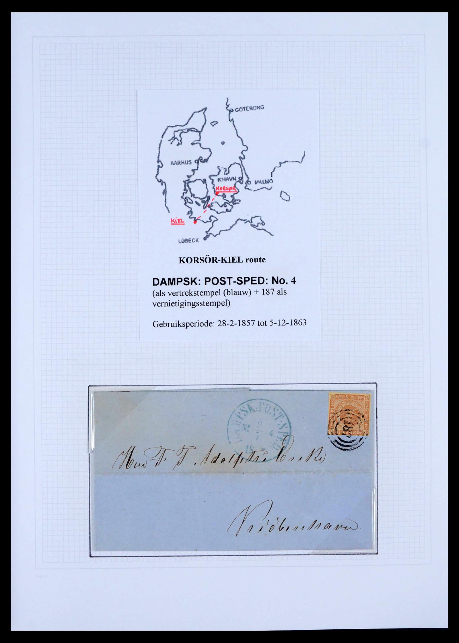39449 0005 - Postzegelverzameling 39449 Denemarken scheepspost brieven 1854-1910.