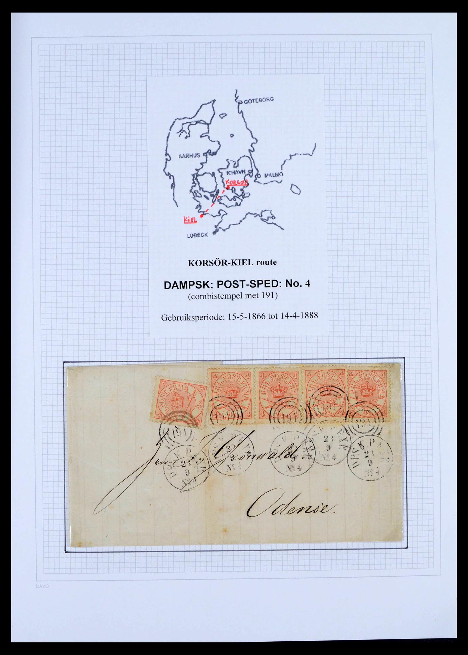 39449 0006 - Postzegelverzameling 39449 Denemarken scheepspost brieven 1854-1910.
