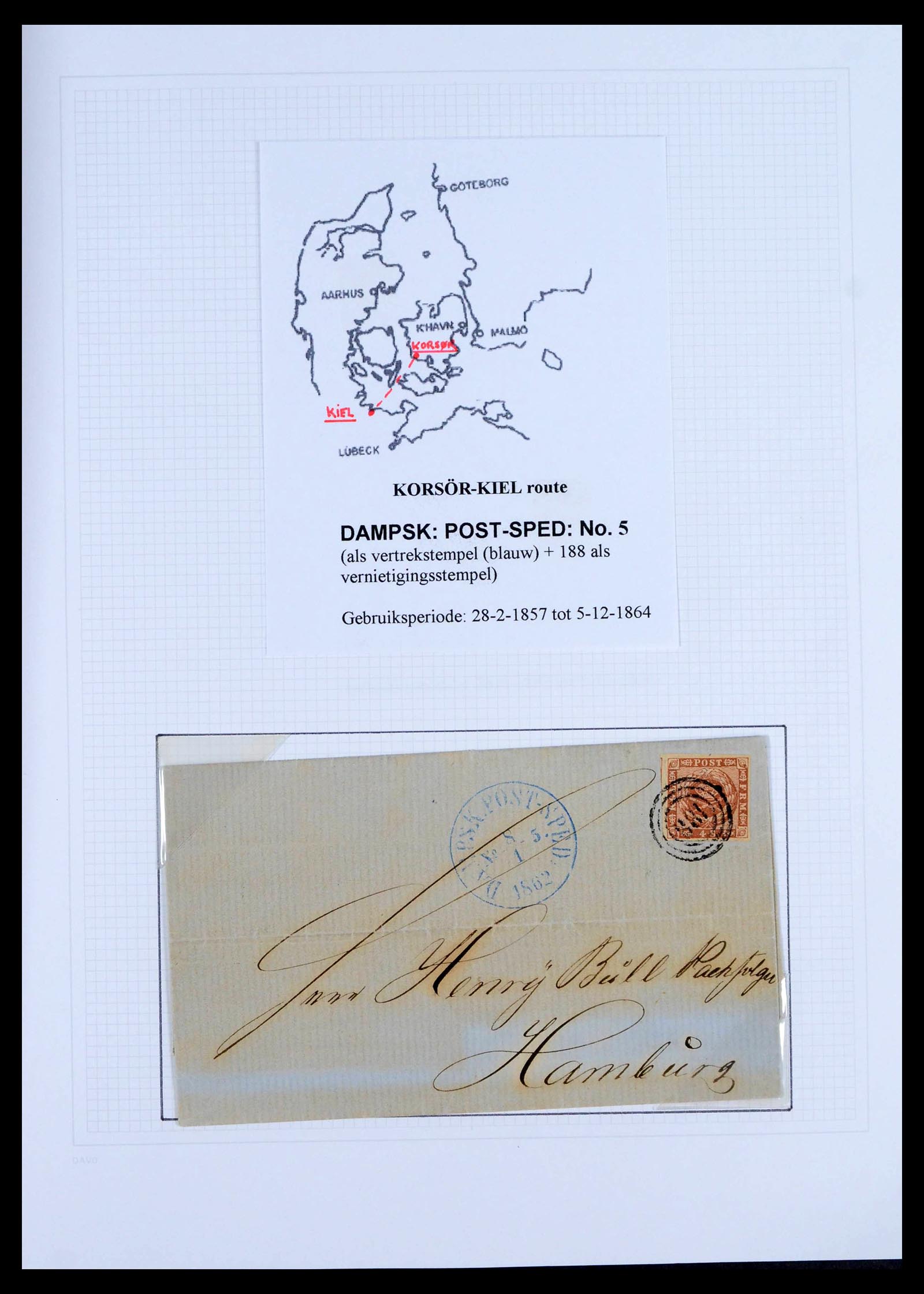 39449 0007 - Postzegelverzameling 39449 Denemarken scheepspost brieven 1854-1910.