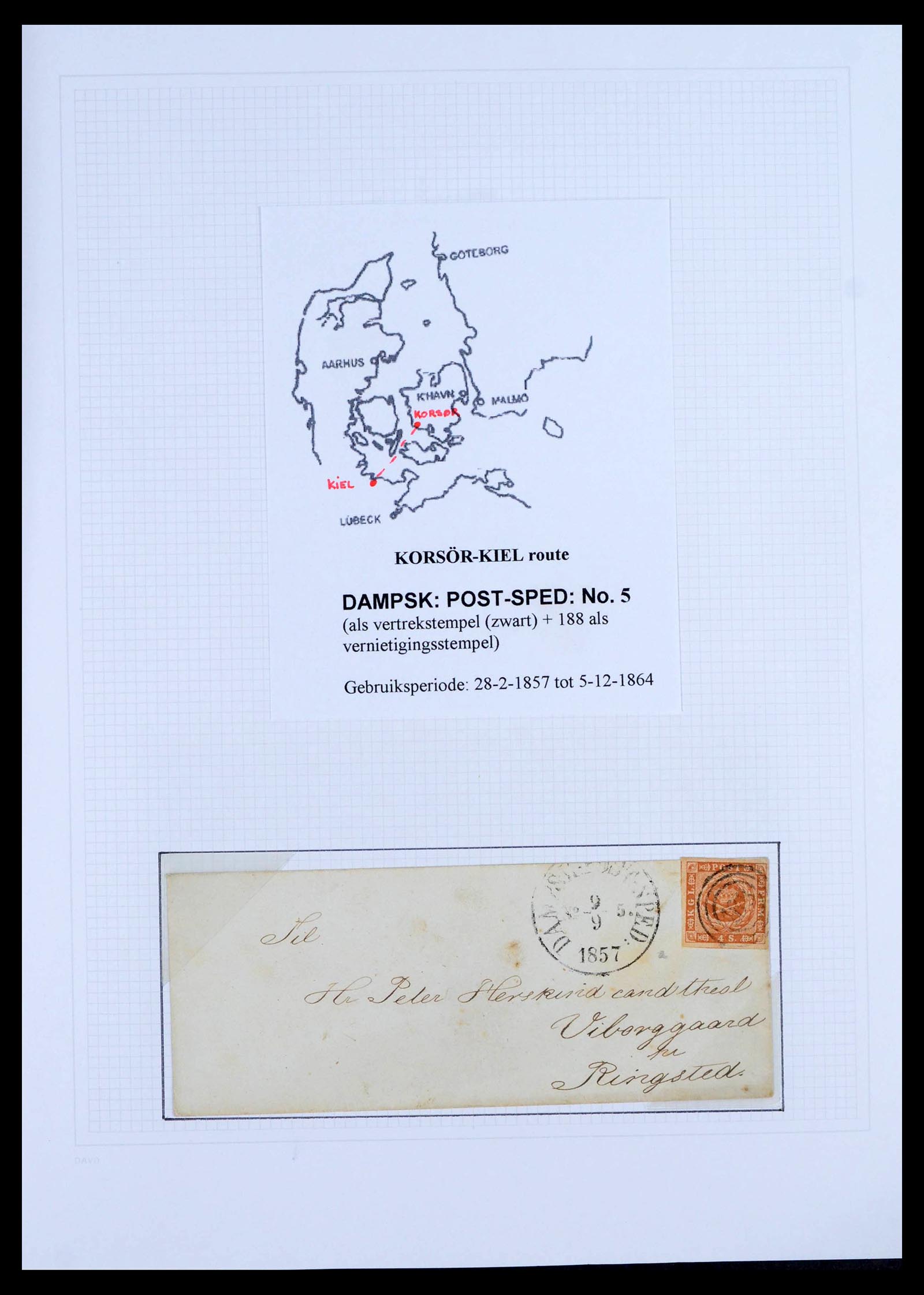 39449 0008 - Postzegelverzameling 39449 Denemarken scheepspost brieven 1854-1910.