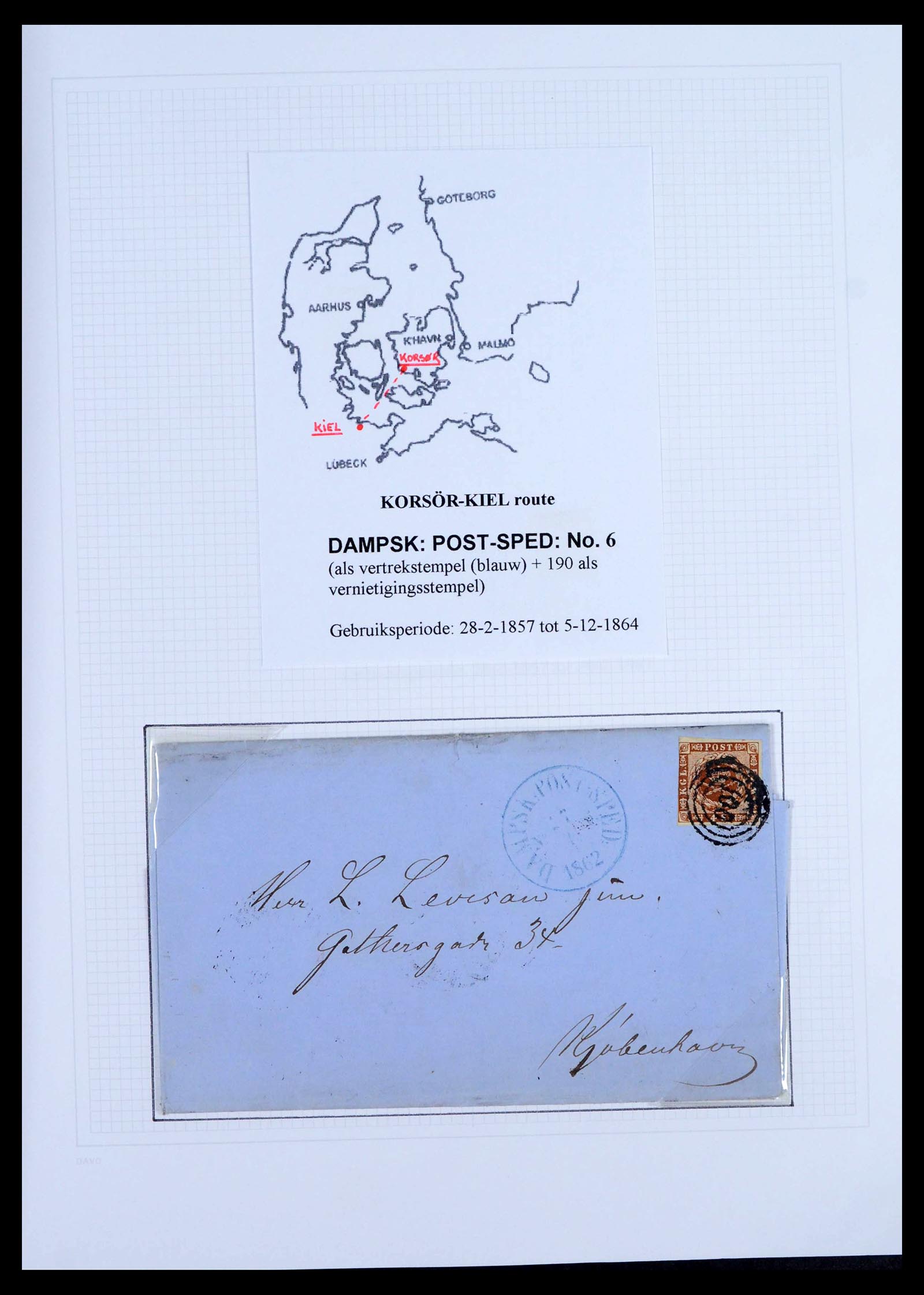 39449 0009 - Postzegelverzameling 39449 Denemarken scheepspost brieven 1854-1910.
