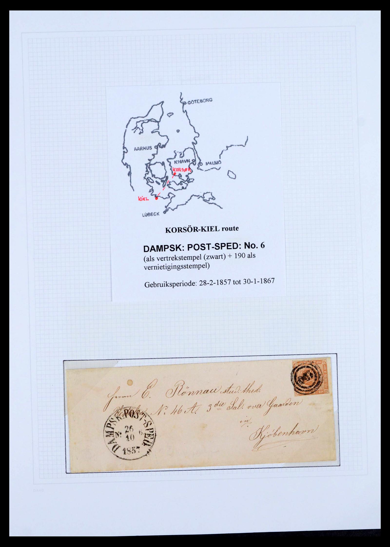 39449 0010 - Postzegelverzameling 39449 Denemarken scheepspost brieven 1854-1910.