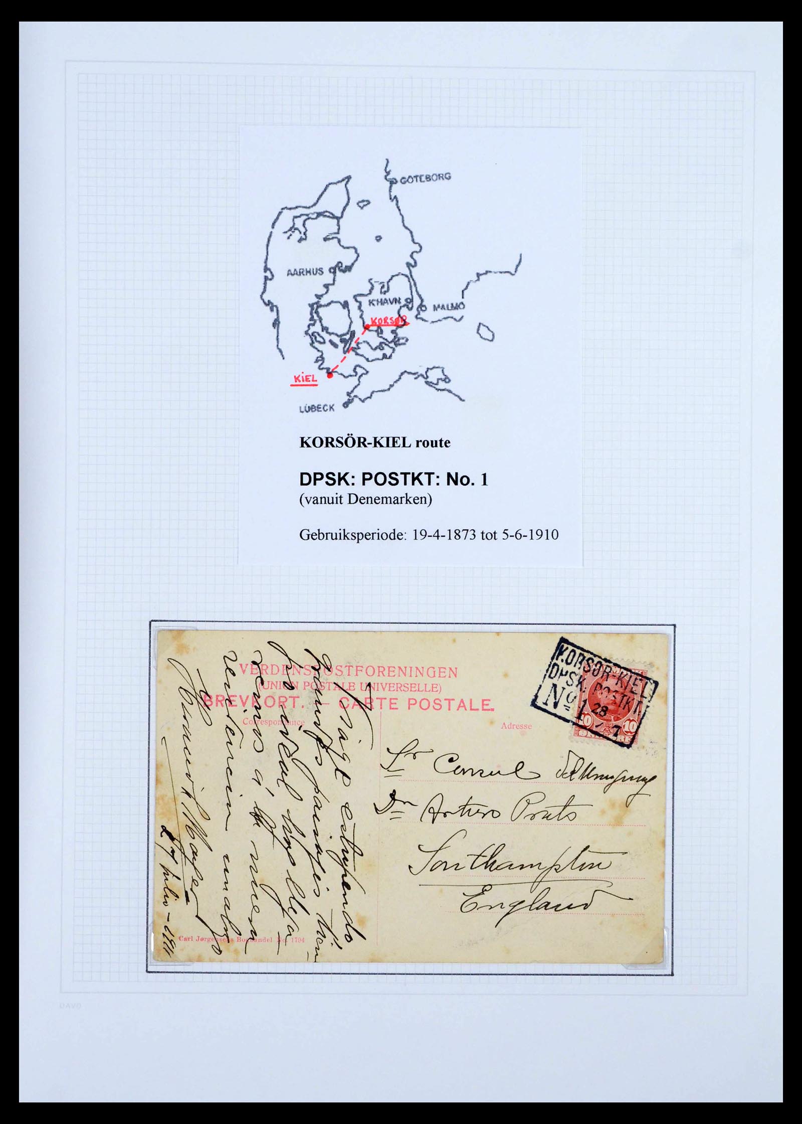 39449 0012 - Postzegelverzameling 39449 Denemarken scheepspost brieven 1854-1910.