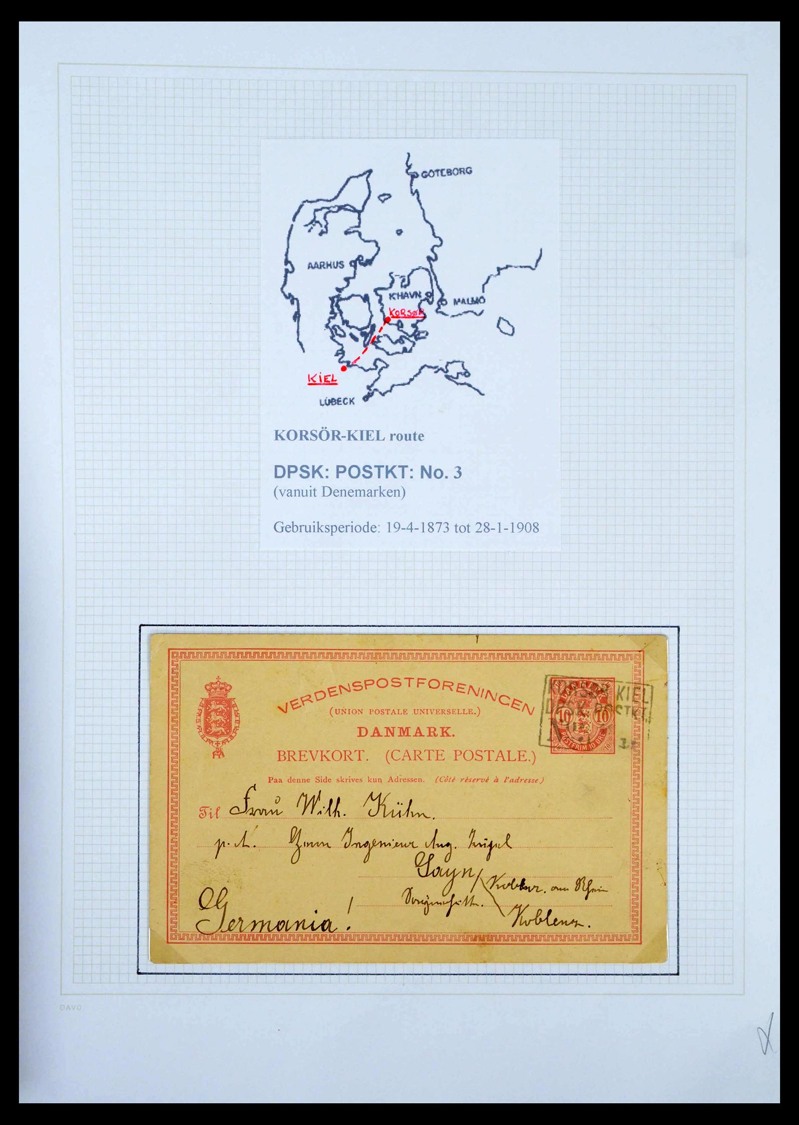 39449 0015 - Postzegelverzameling 39449 Denemarken scheepspost brieven 1854-1910.