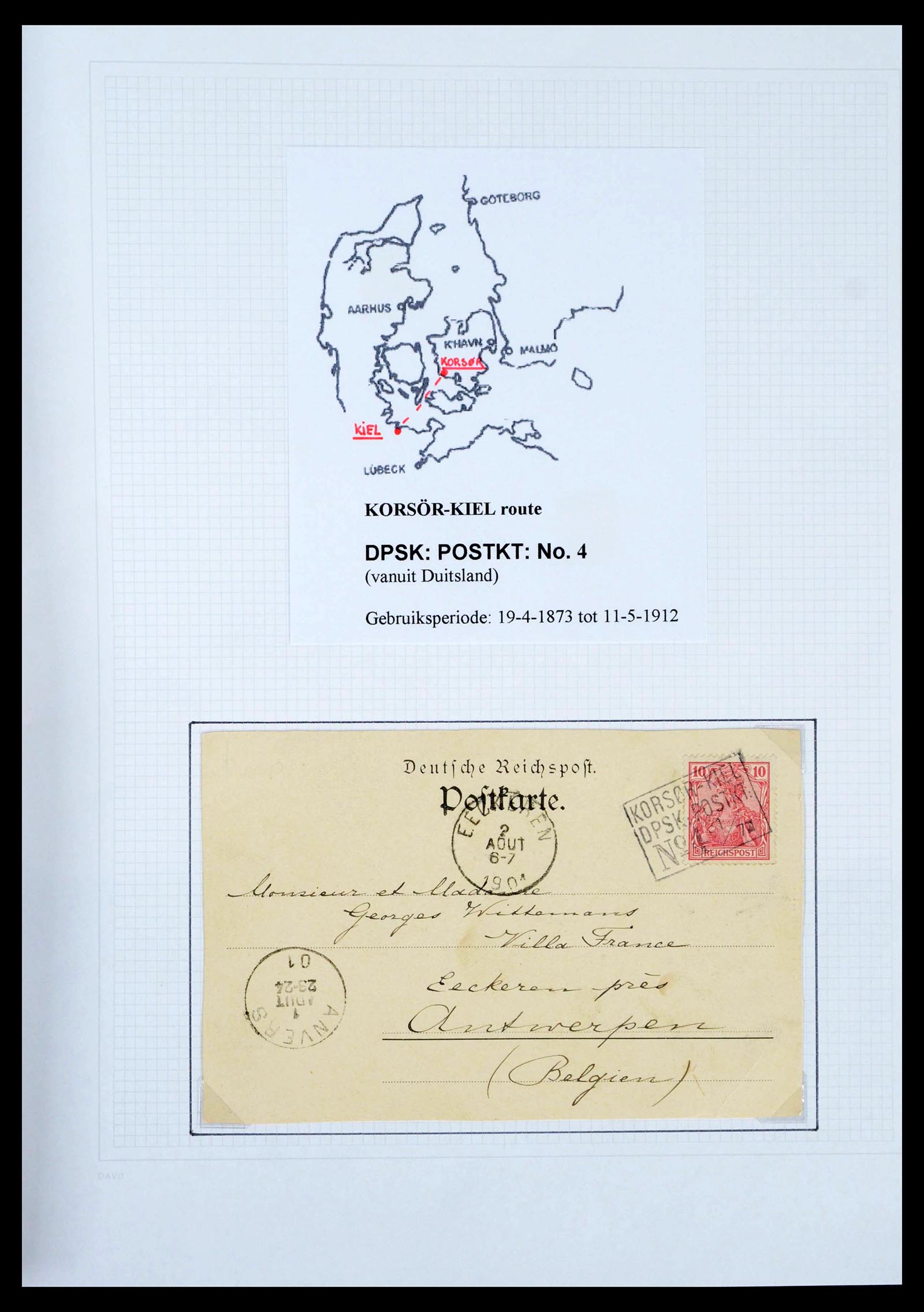 39449 0017 - Postzegelverzameling 39449 Denemarken scheepspost brieven 1854-1910.