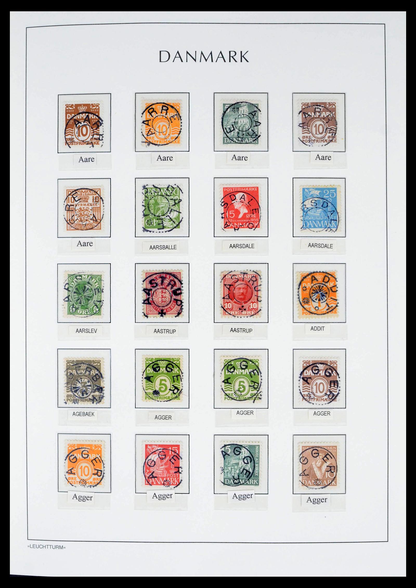 39450 0006 - Postzegelverzameling 39450 Denemarken sterstempels 1874-1940.