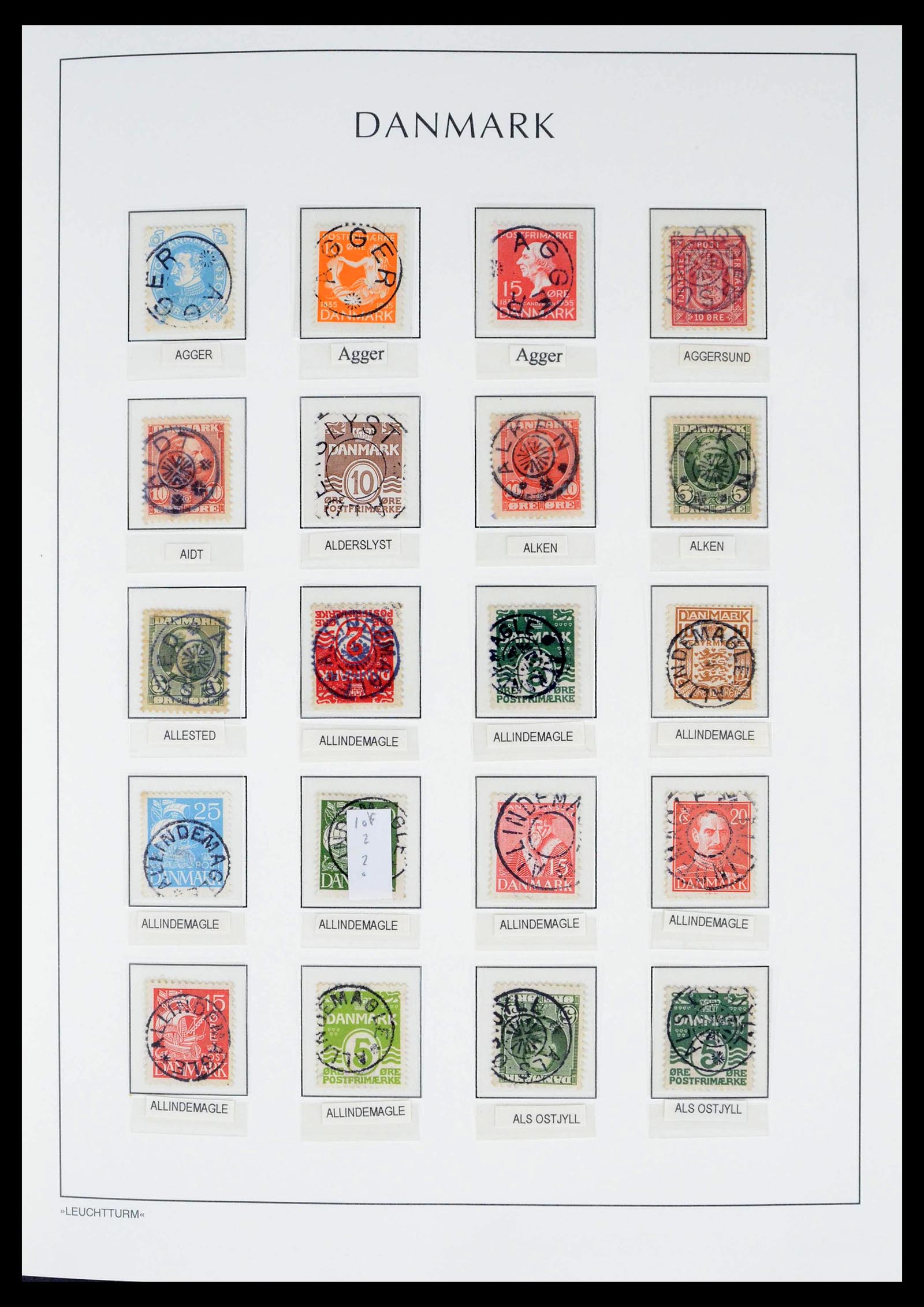 39450 0007 - Postzegelverzameling 39450 Denemarken sterstempels 1874-1940.