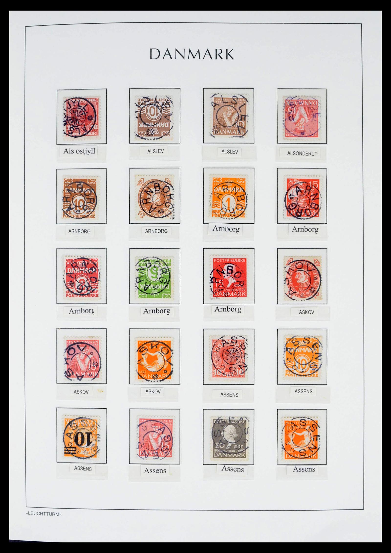 39450 0008 - Postzegelverzameling 39450 Denemarken sterstempels 1874-1940.